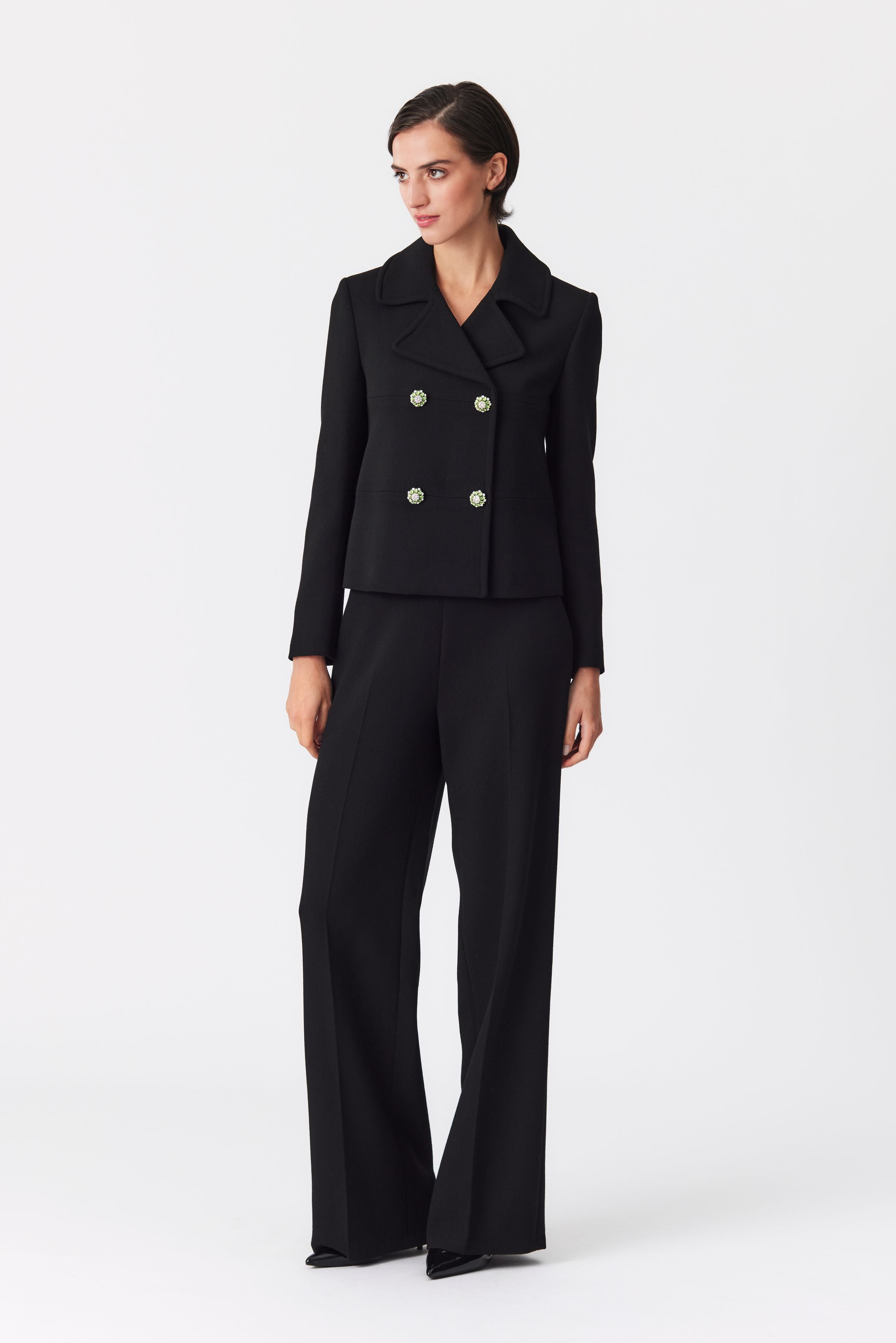 Libbi Black Double-Breasted Wool Jacket