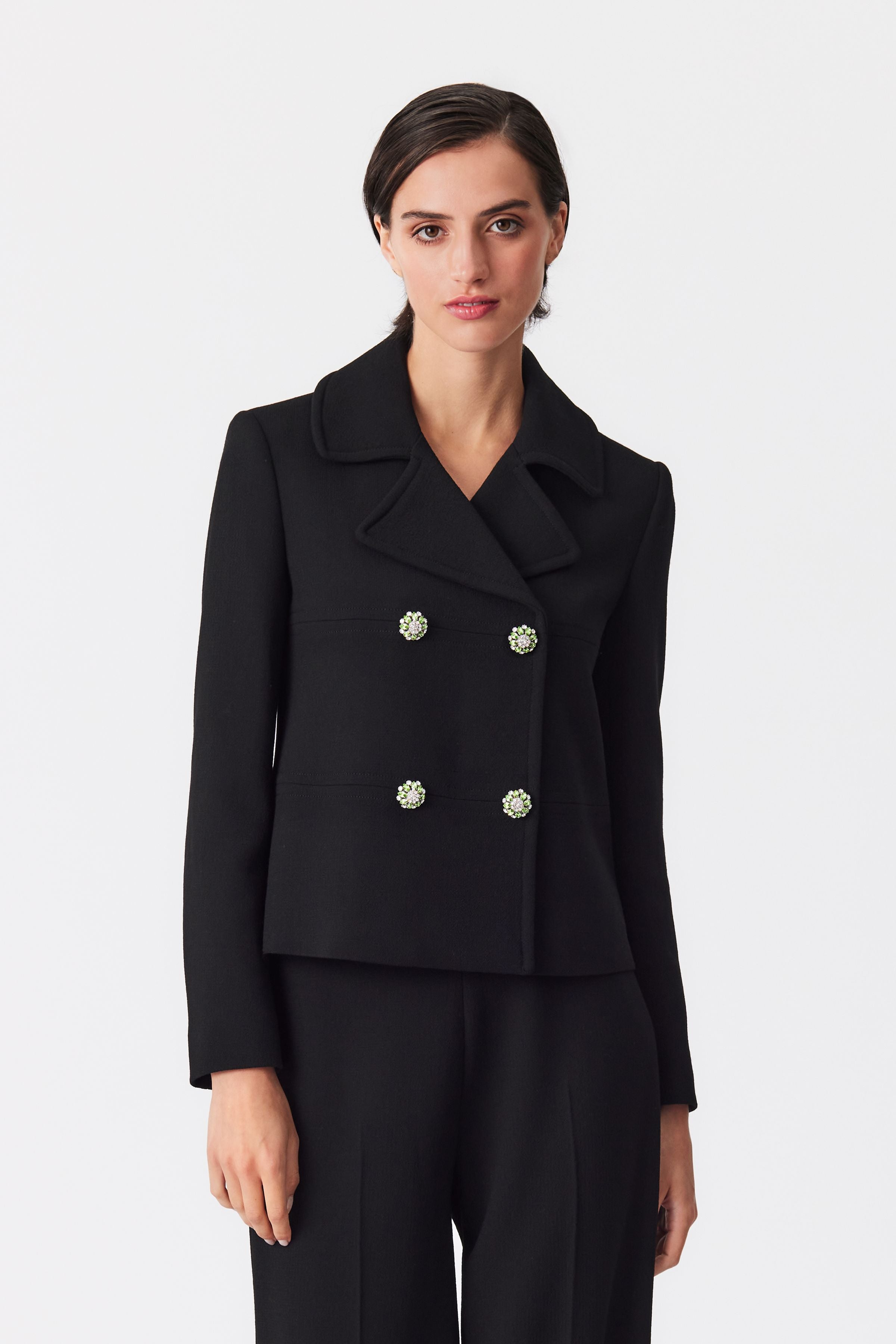 Libbi Black Double-Breasted Wool Jacket