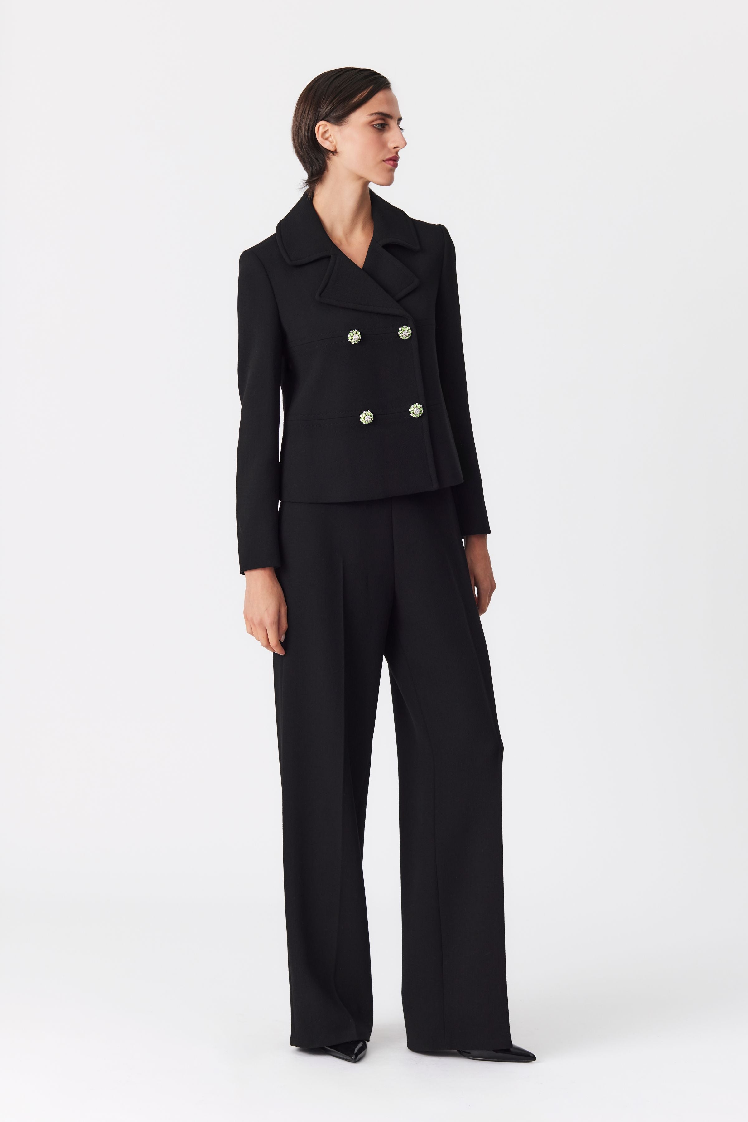 Libbi Black Double-Breasted Wool Jacket