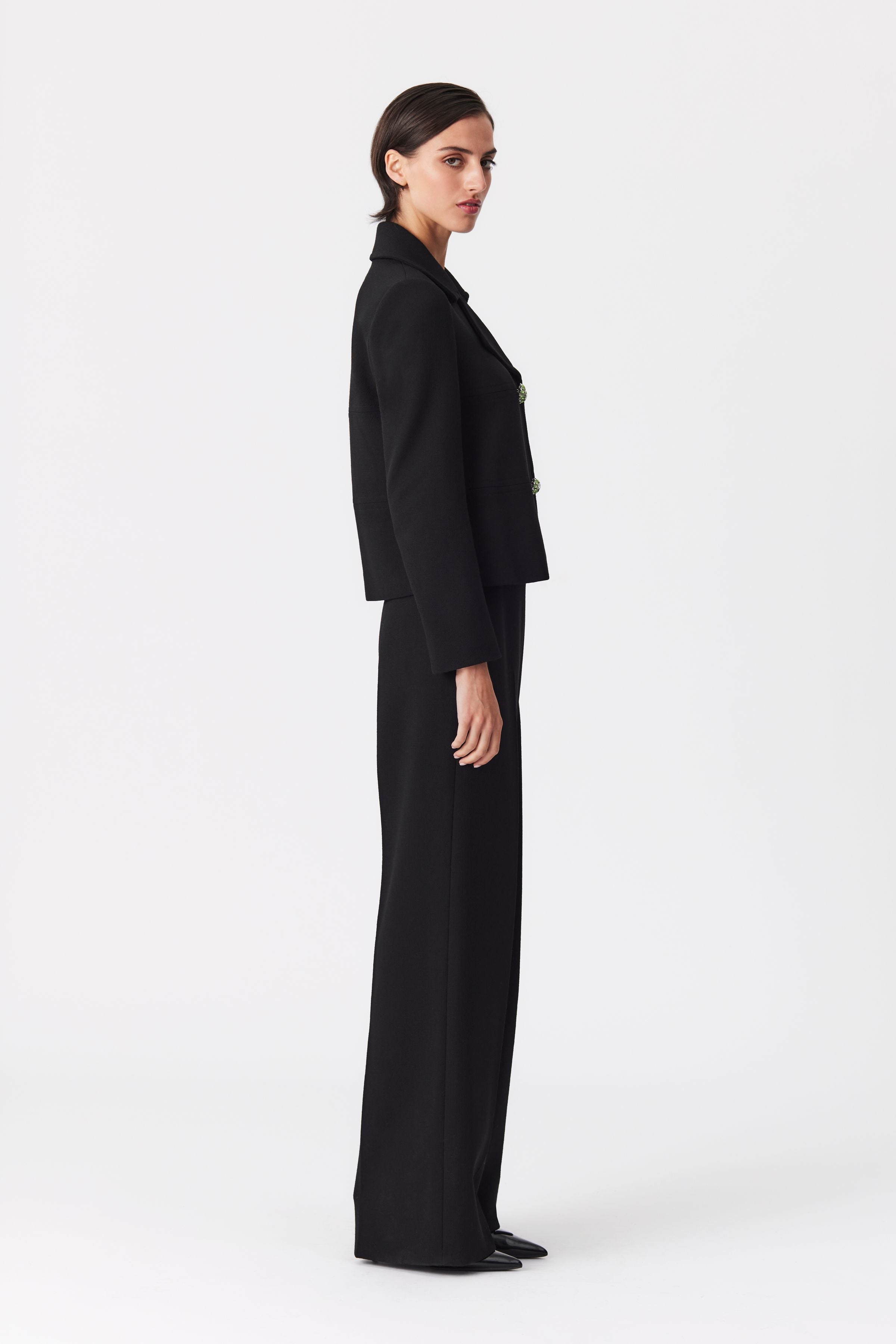 Libbi Black Double-Breasted Wool Jacket