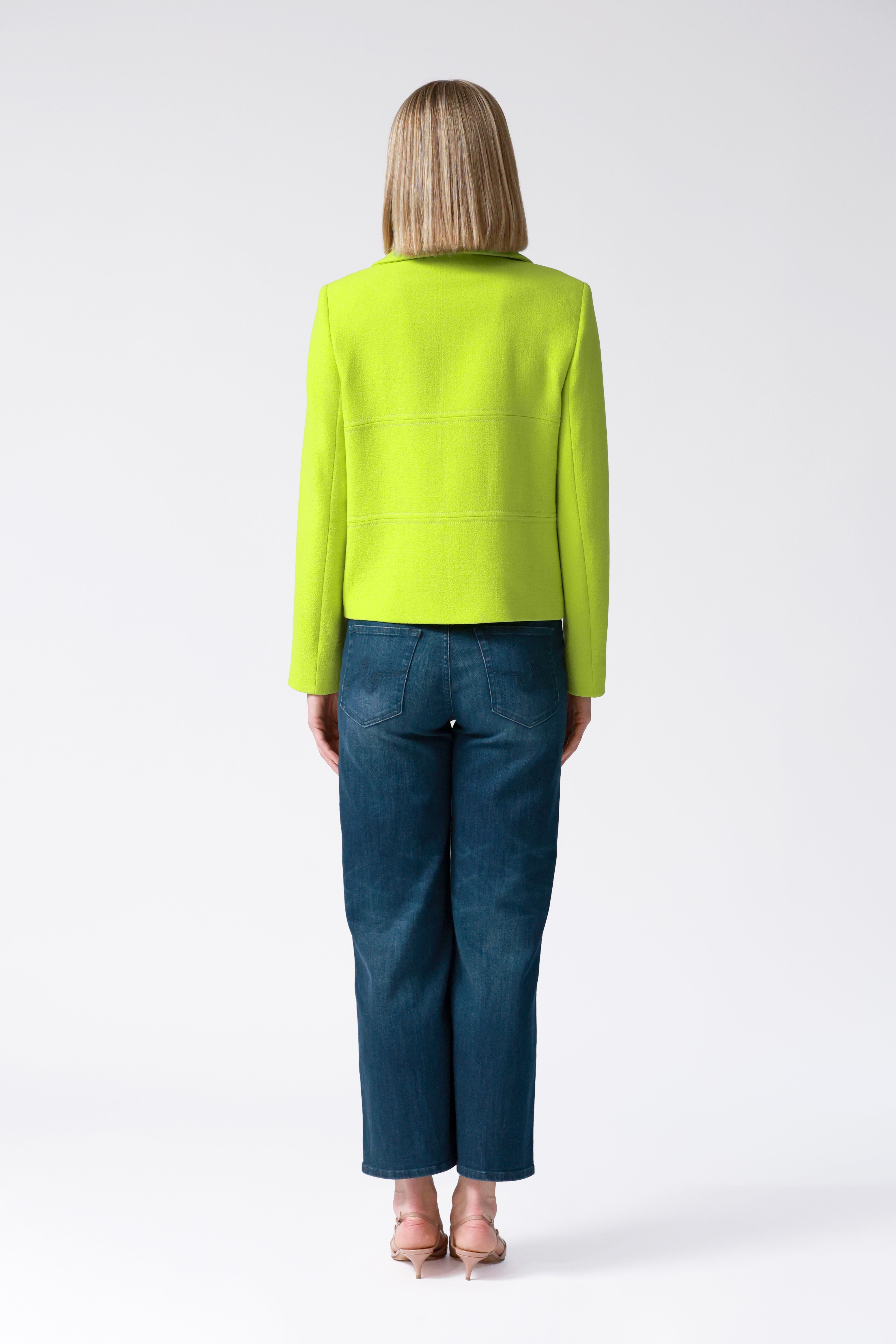 Libbi Double-Breasted Wool Jacket in Lime