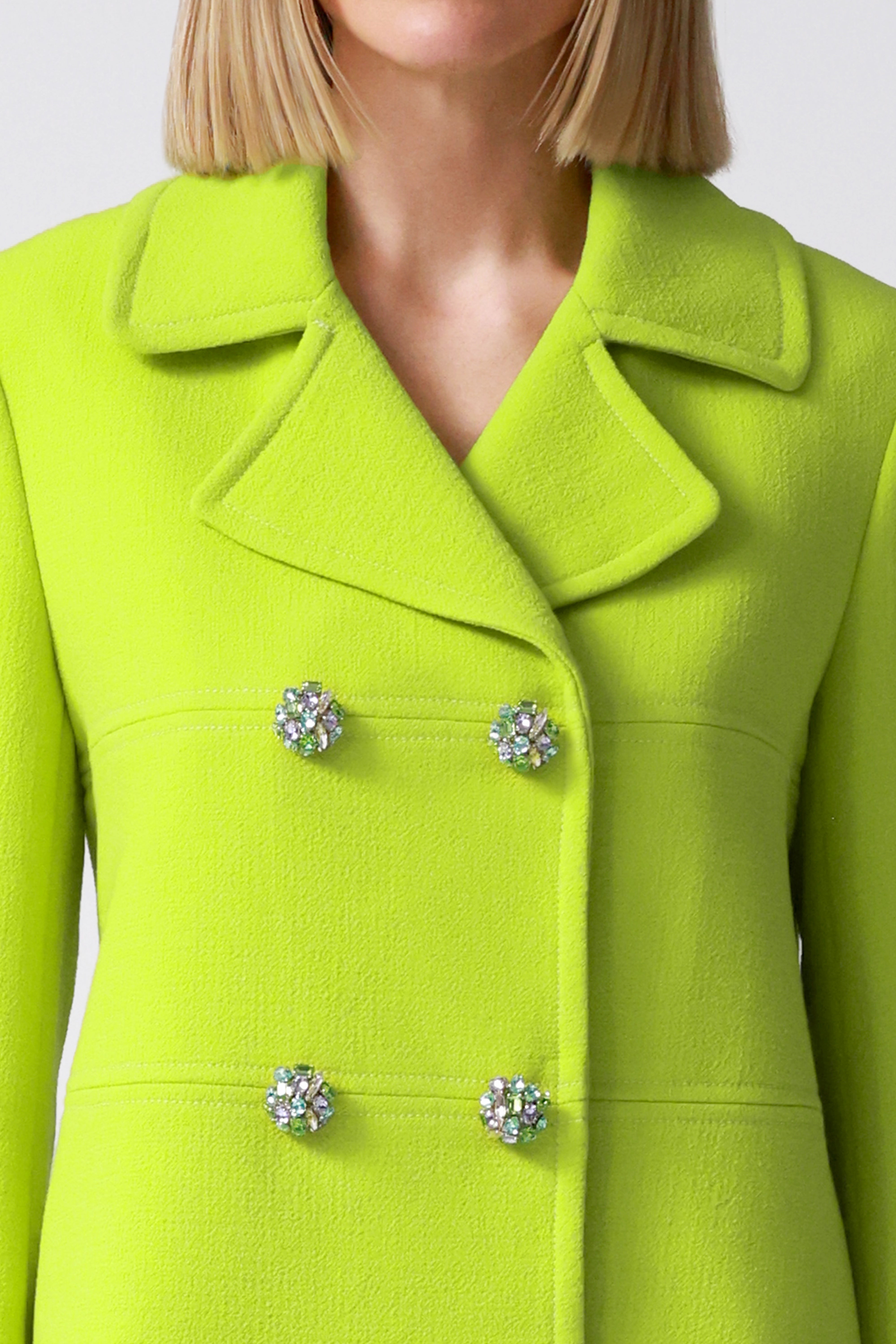 Libbi Double-Breasted Wool Jacket in Lime