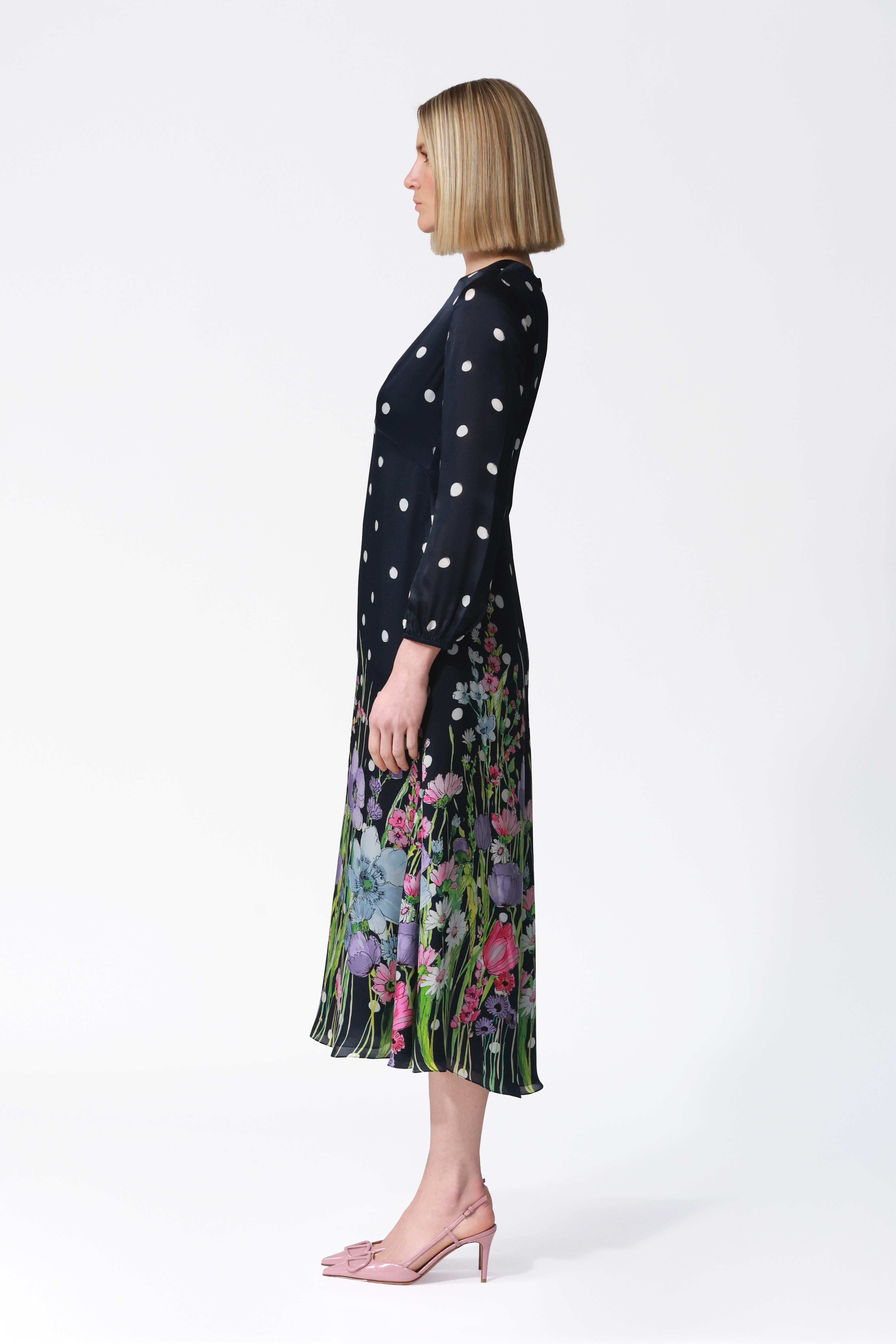 Liliana Floral Print Silk Satin Dress