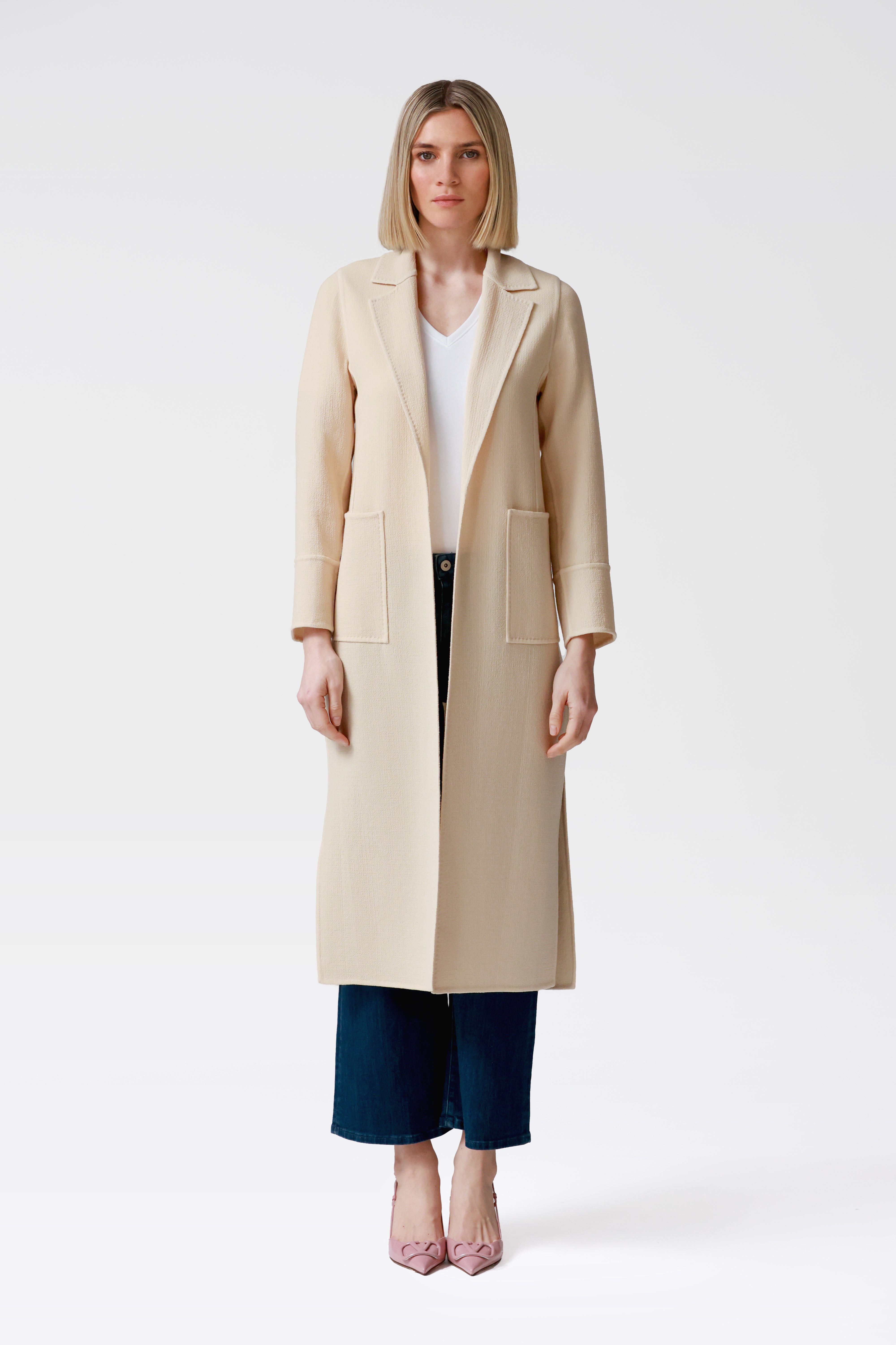 Lola Wool Crepe Coat in Pink