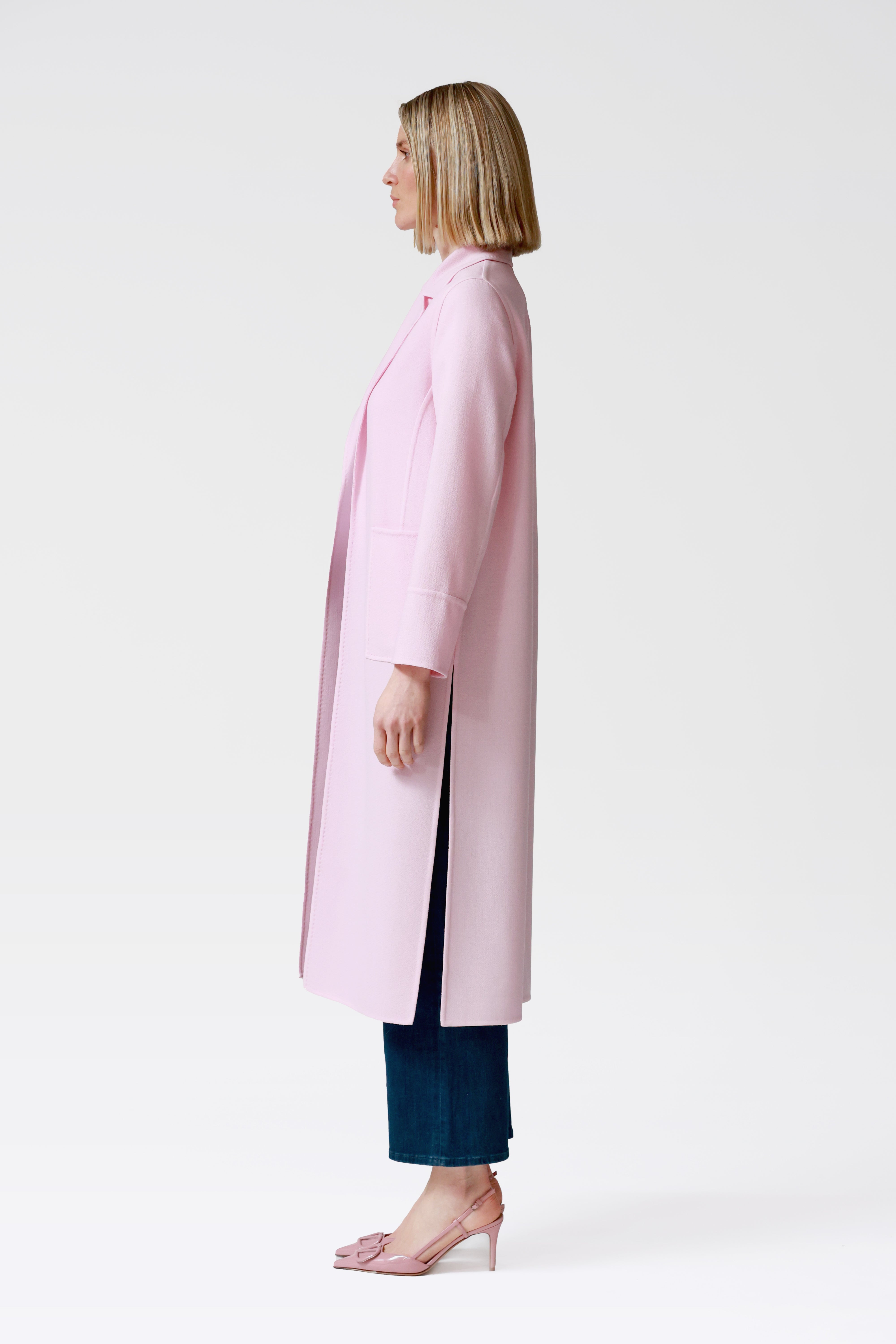 Lola Wool Crepe Coat in Pink
