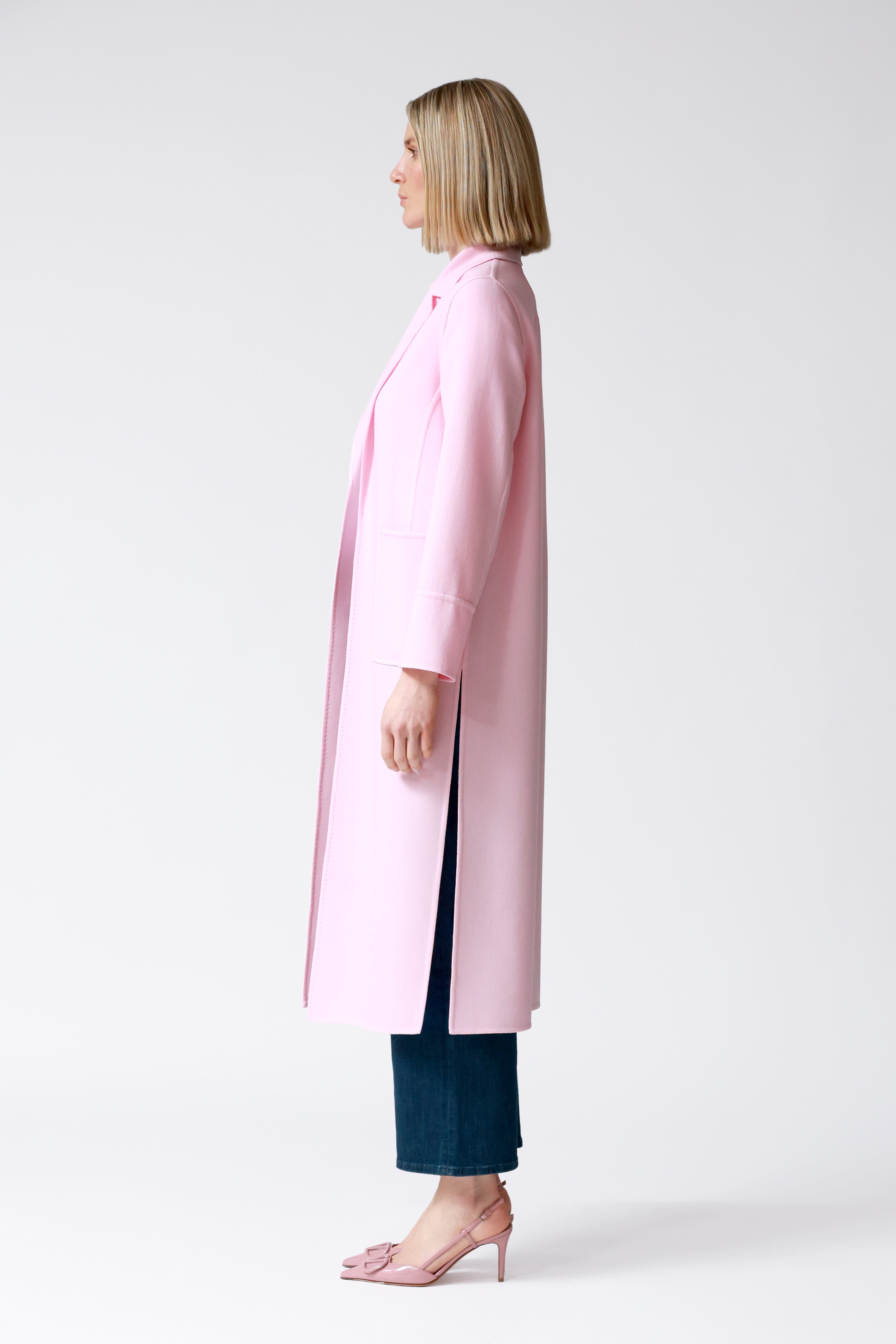 Lola Wool Crepe Coat in Pink