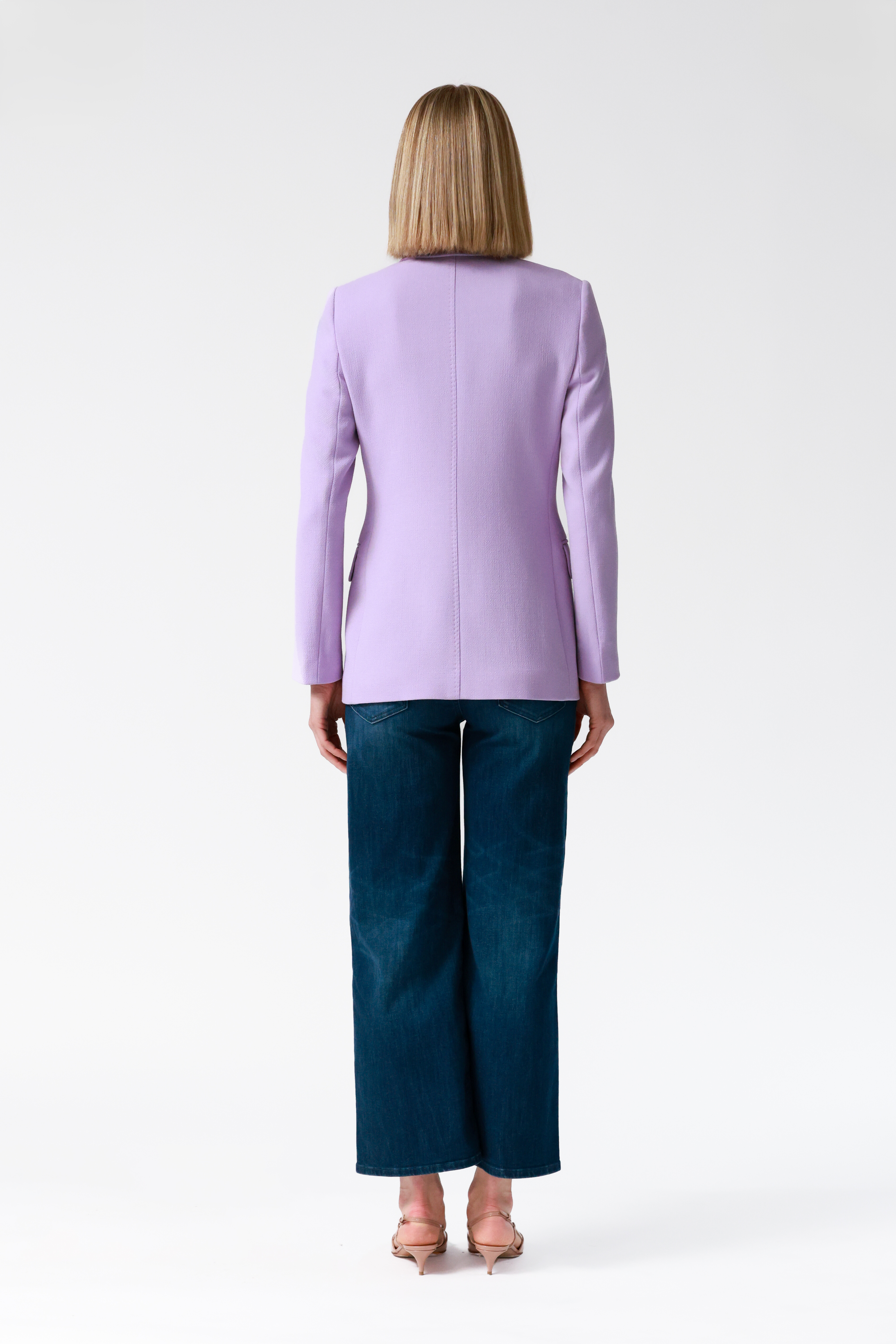 Marina Single-Breasted Wool Blazer in Lilac