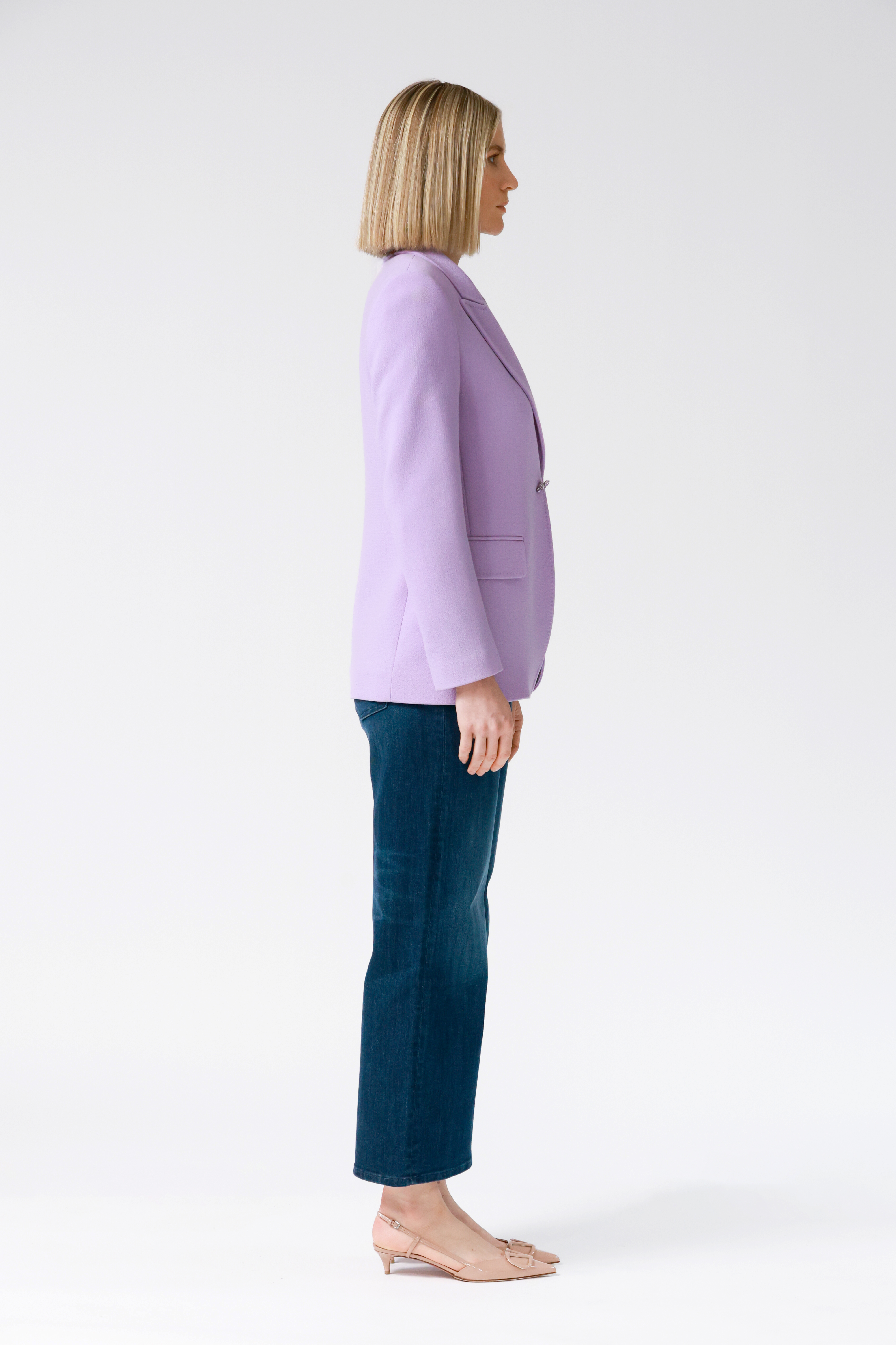 Marina Single-Breasted Wool Blazer in Lilac