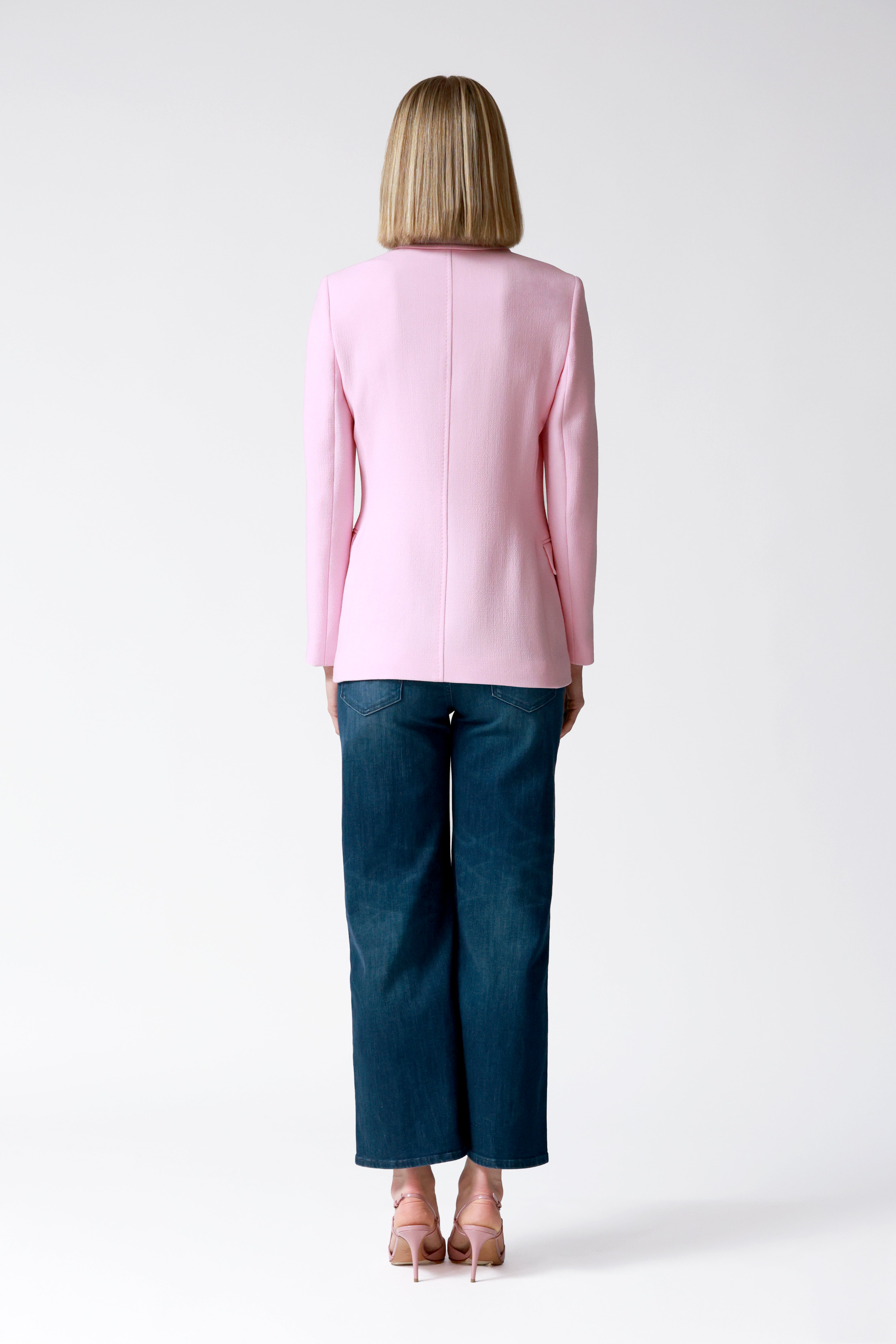 Marina Single-Breasted Wool Blazer in Pink