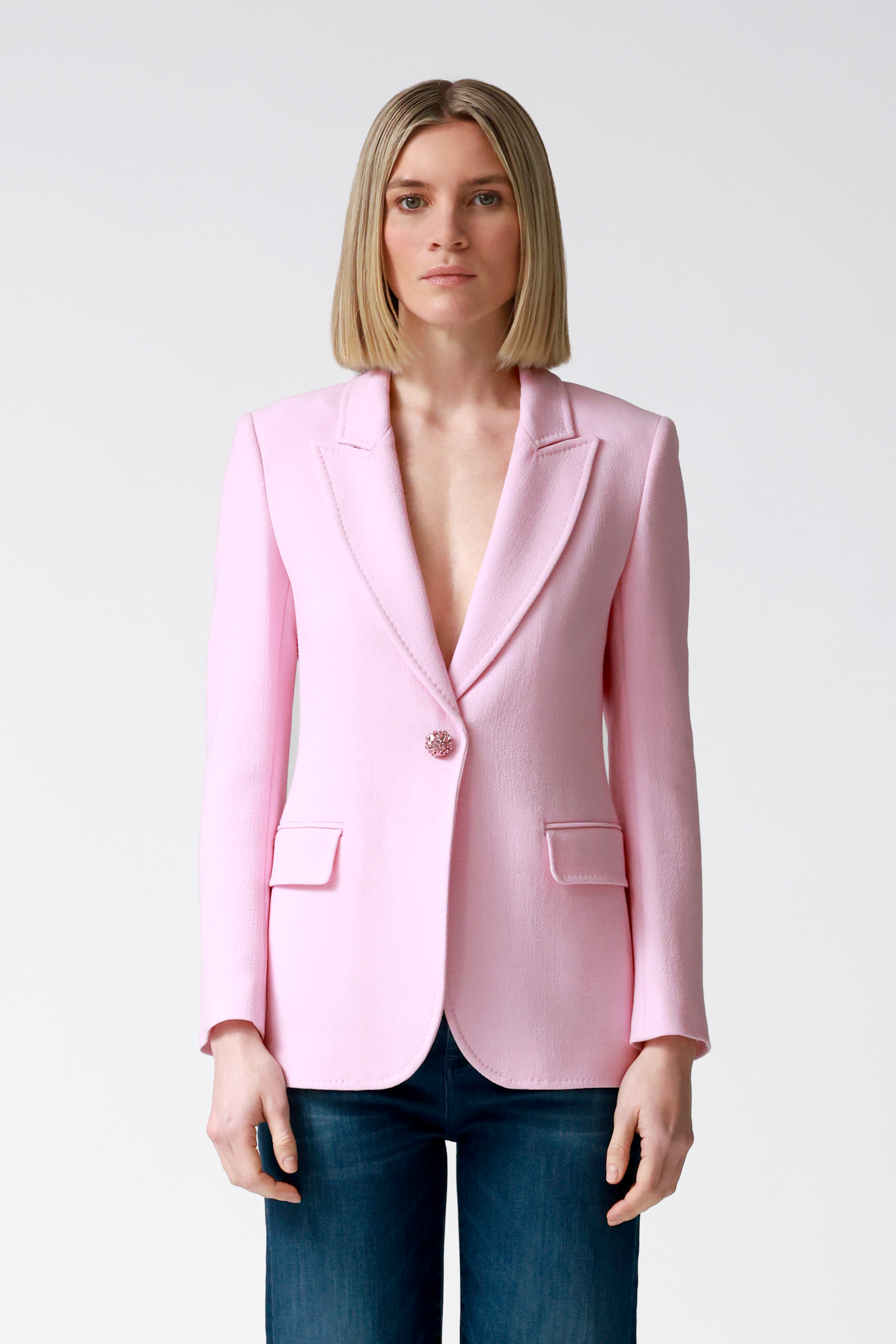 Marina Single-Breasted Wool Blazer in Lilac