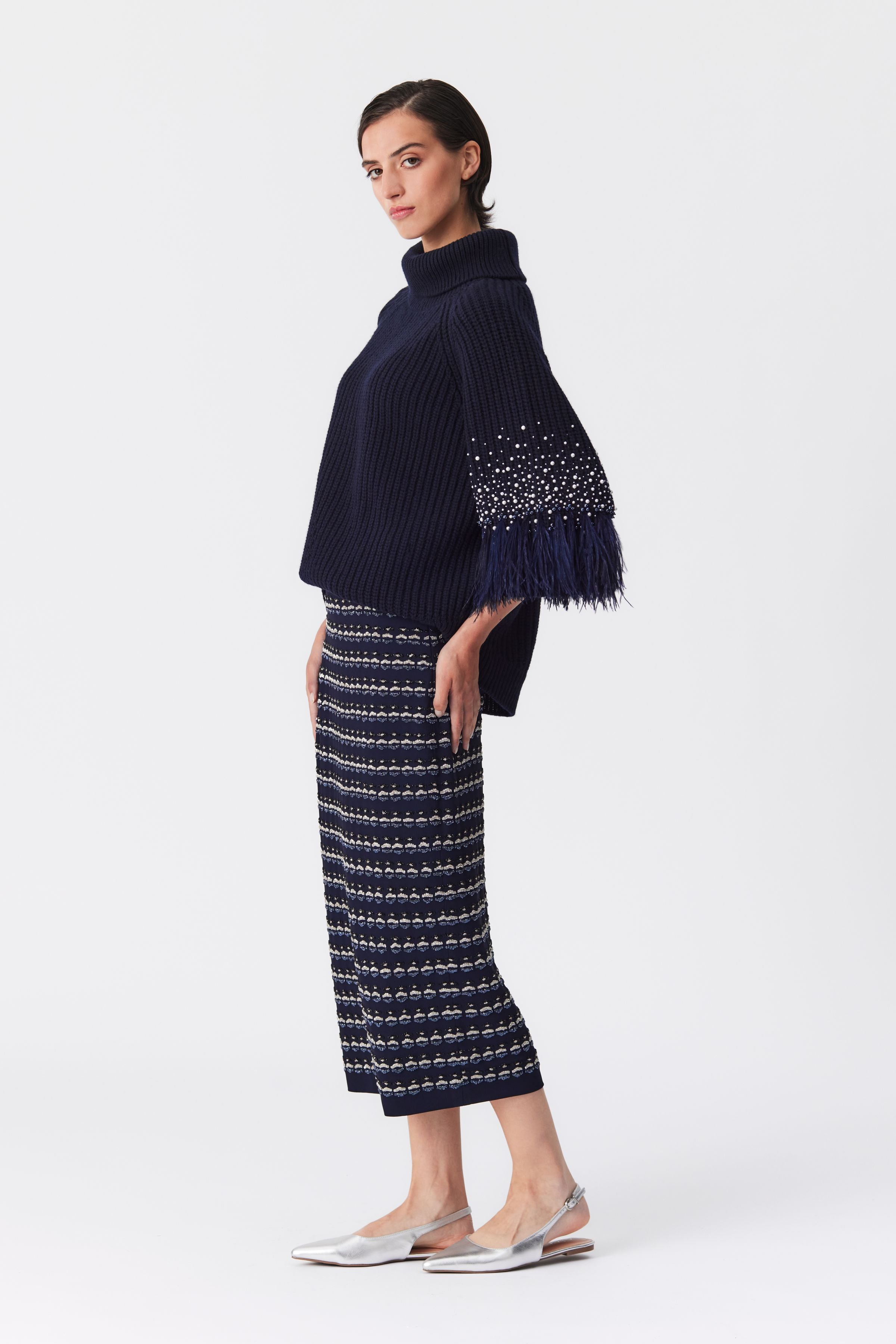 Marley Navy Embellished Sweater