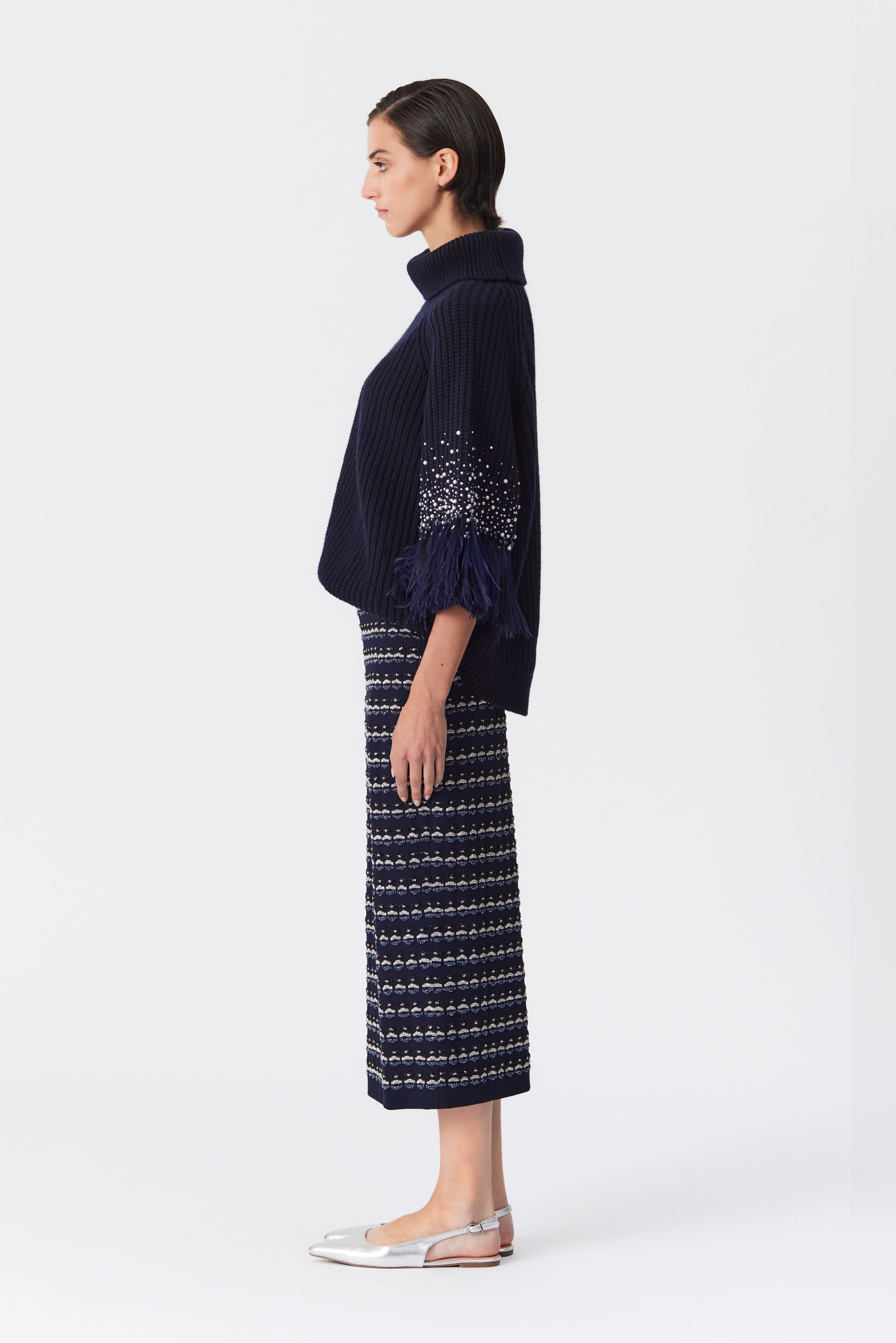 Marley Navy Embellished Sweater