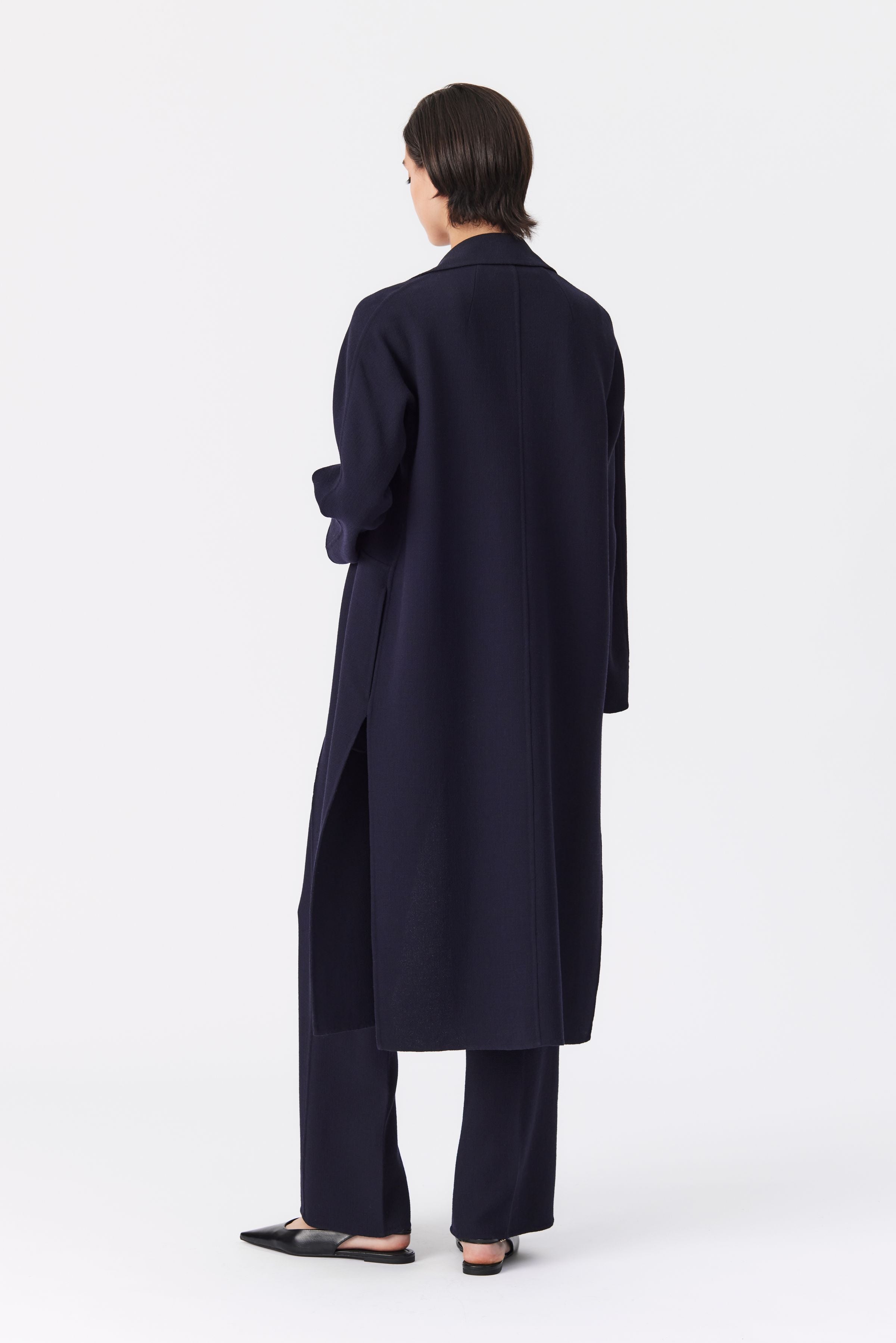 Maya Double-Face Wool Coat in Navy