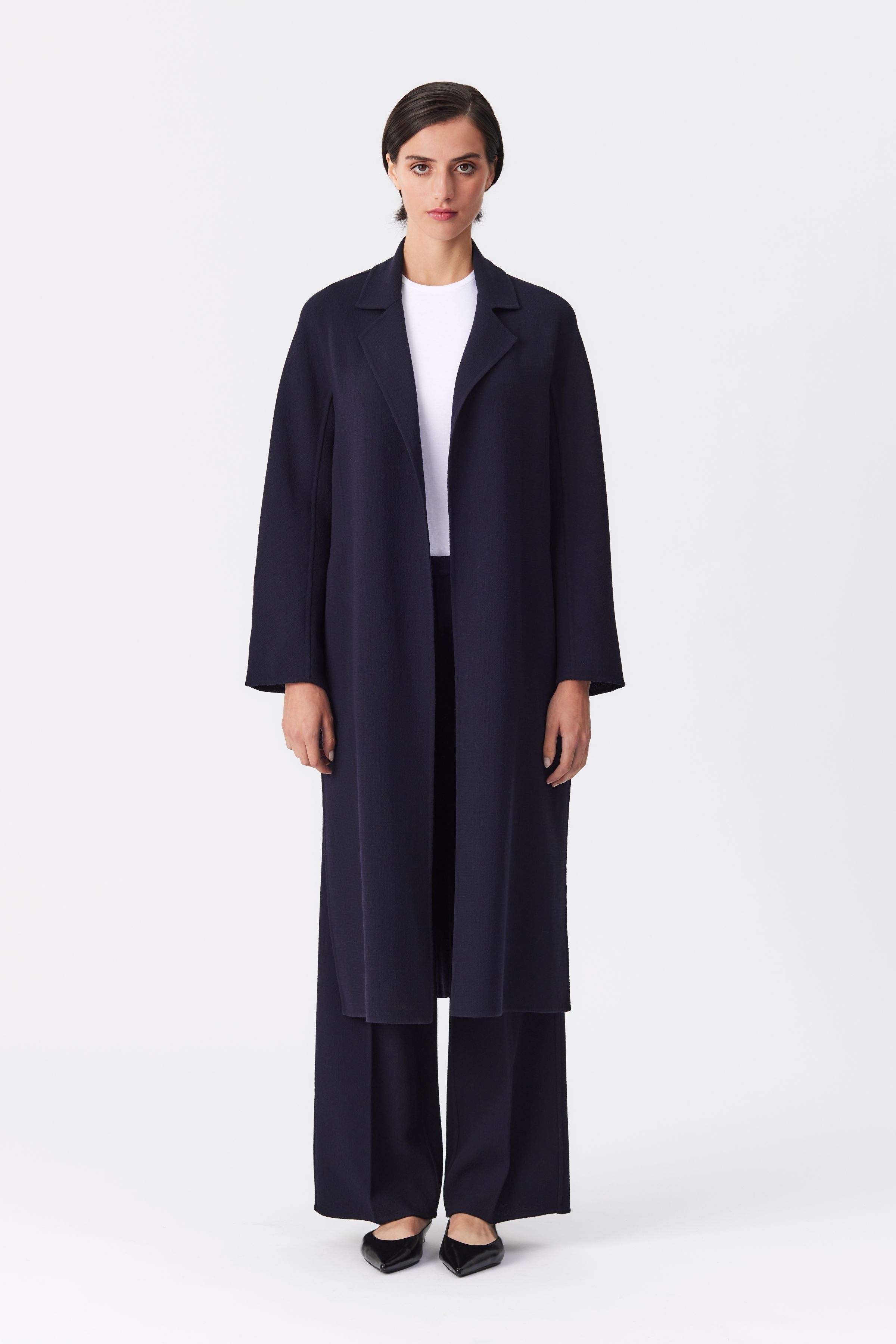 Maya Double-Face Wool Coat in Navy