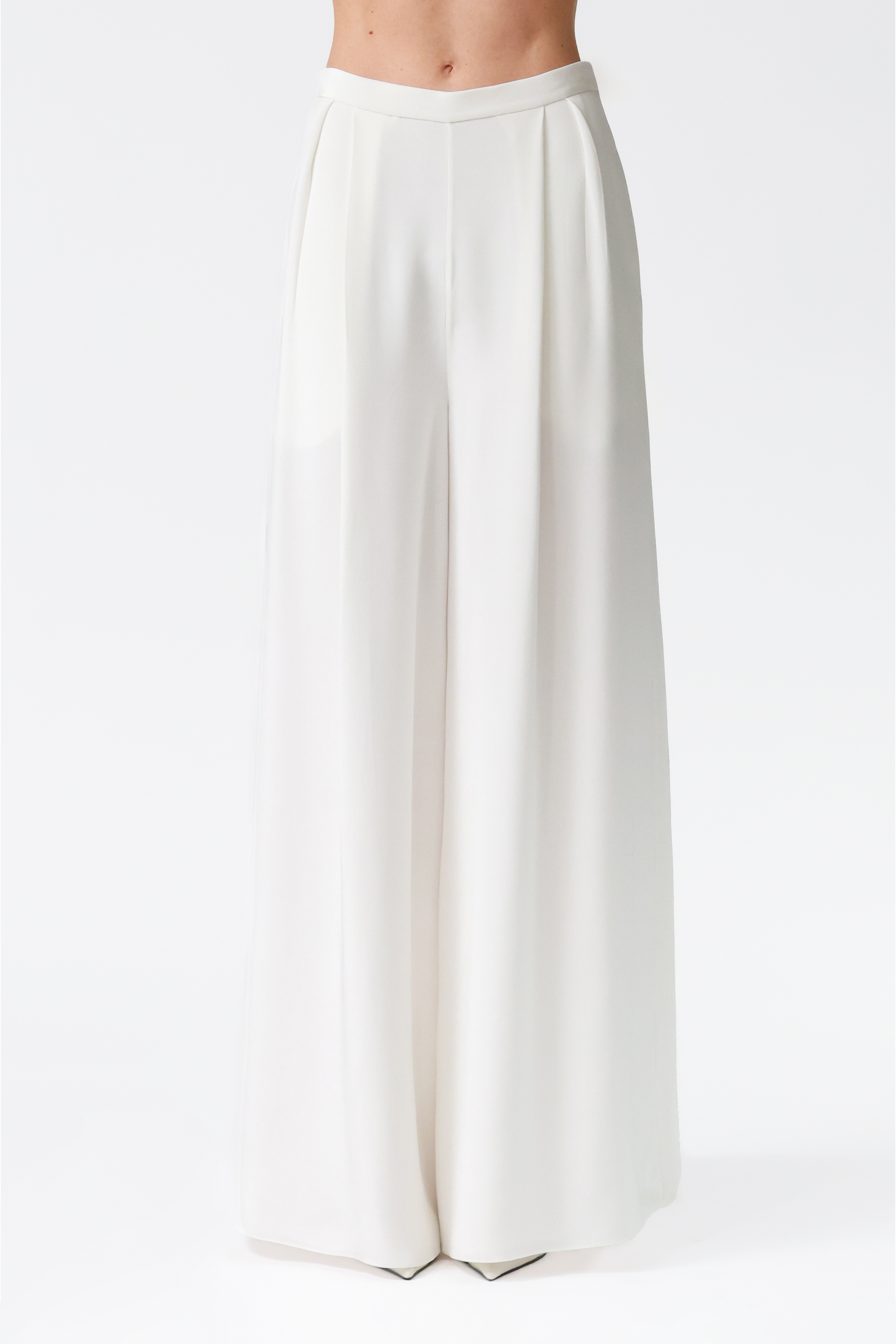 Mari Silk Palazzo Trousers in Ivory