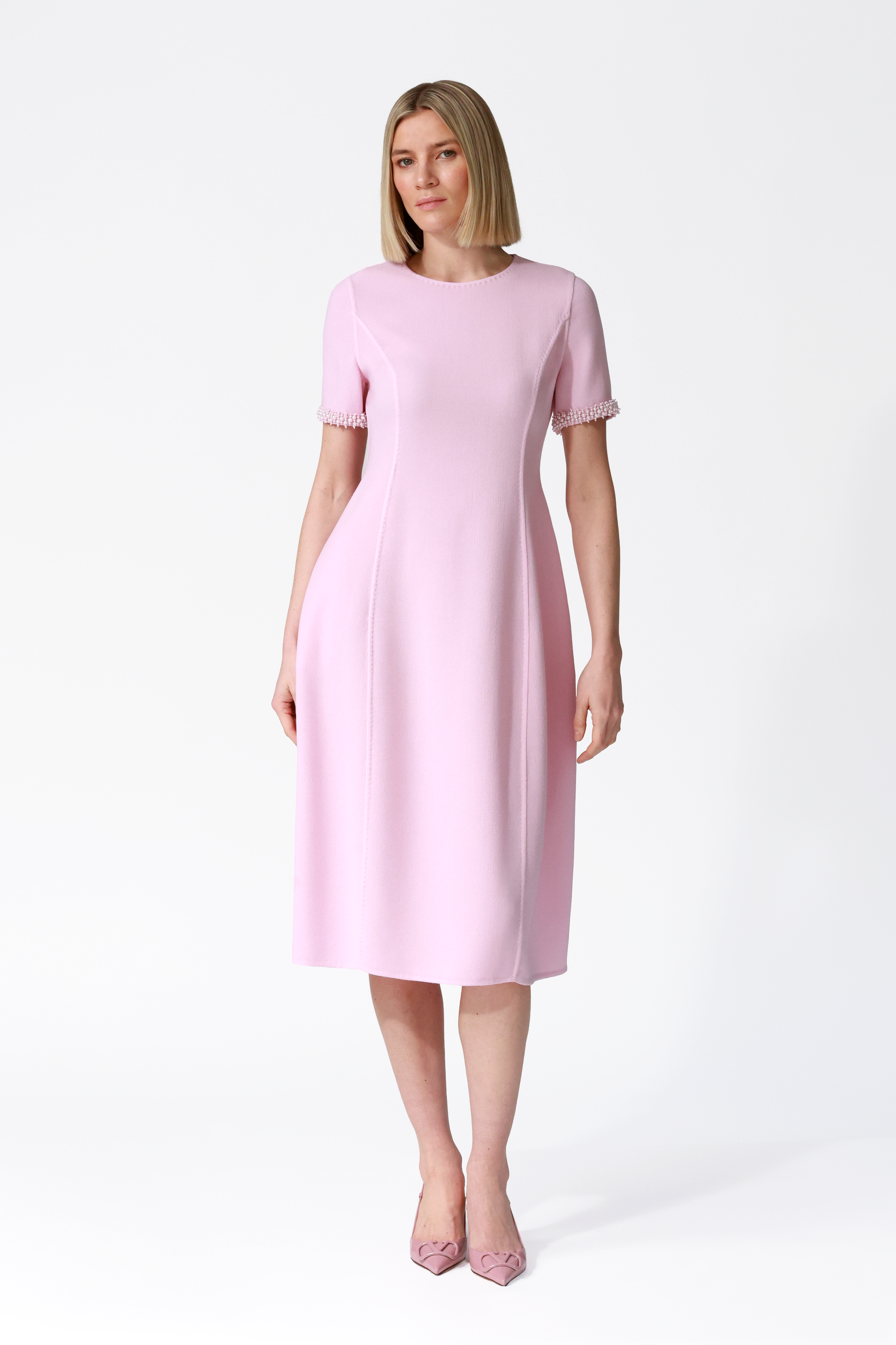 Mira Embellished Short Sleeve Tulip Dress