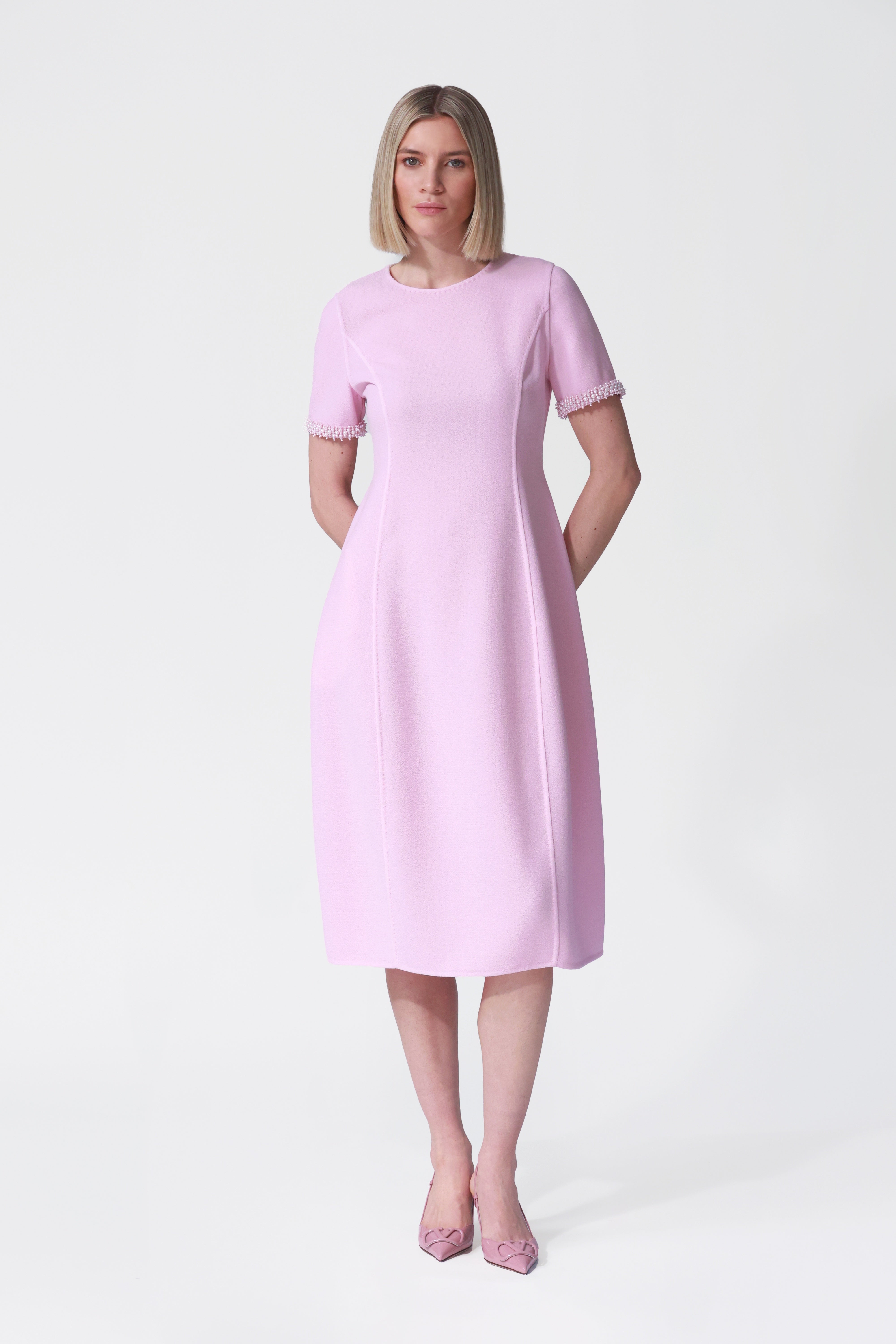 Mira Embellished Short Sleeve Tulip Dress