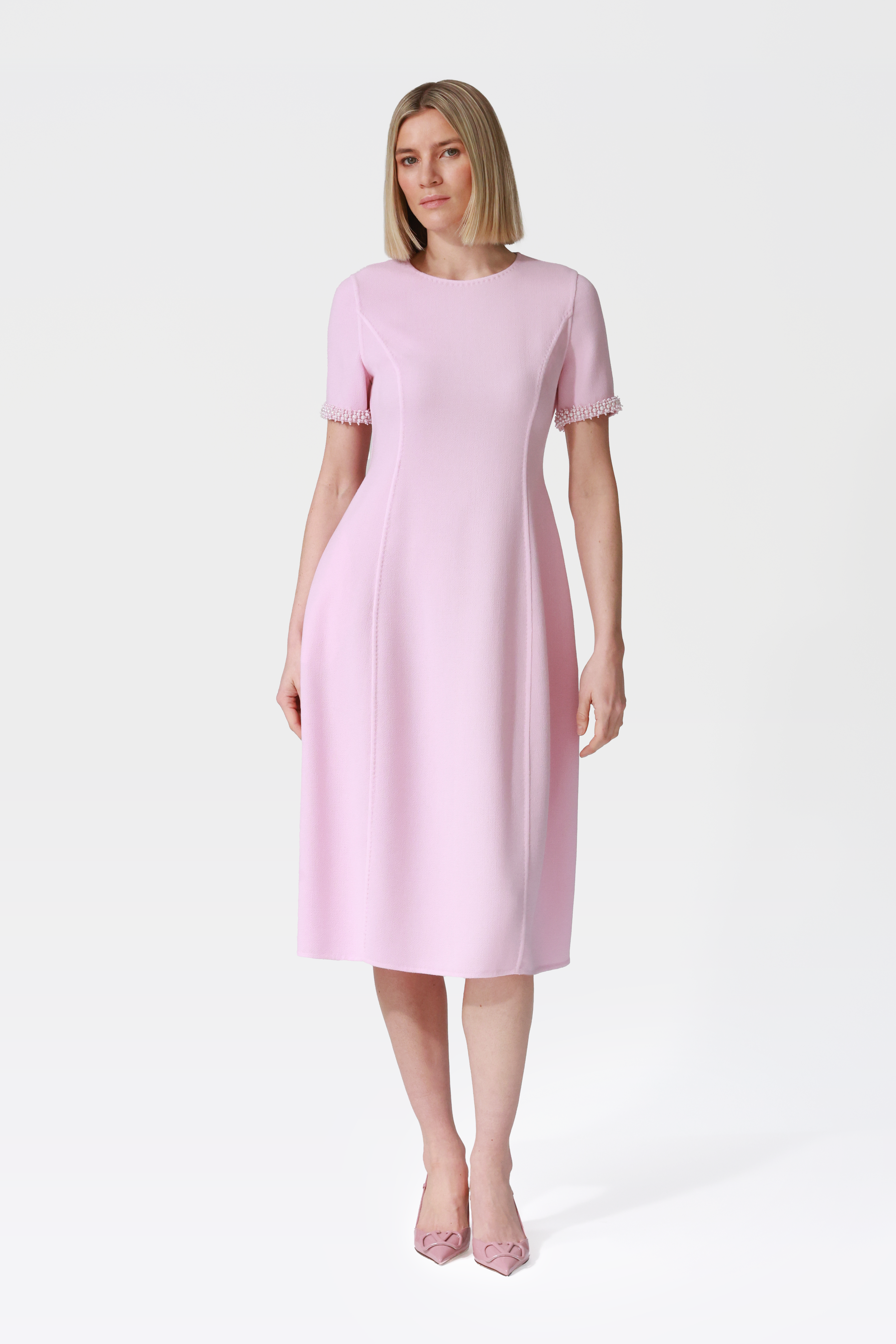 Mira Embellished Short Sleeve Tulip Dress