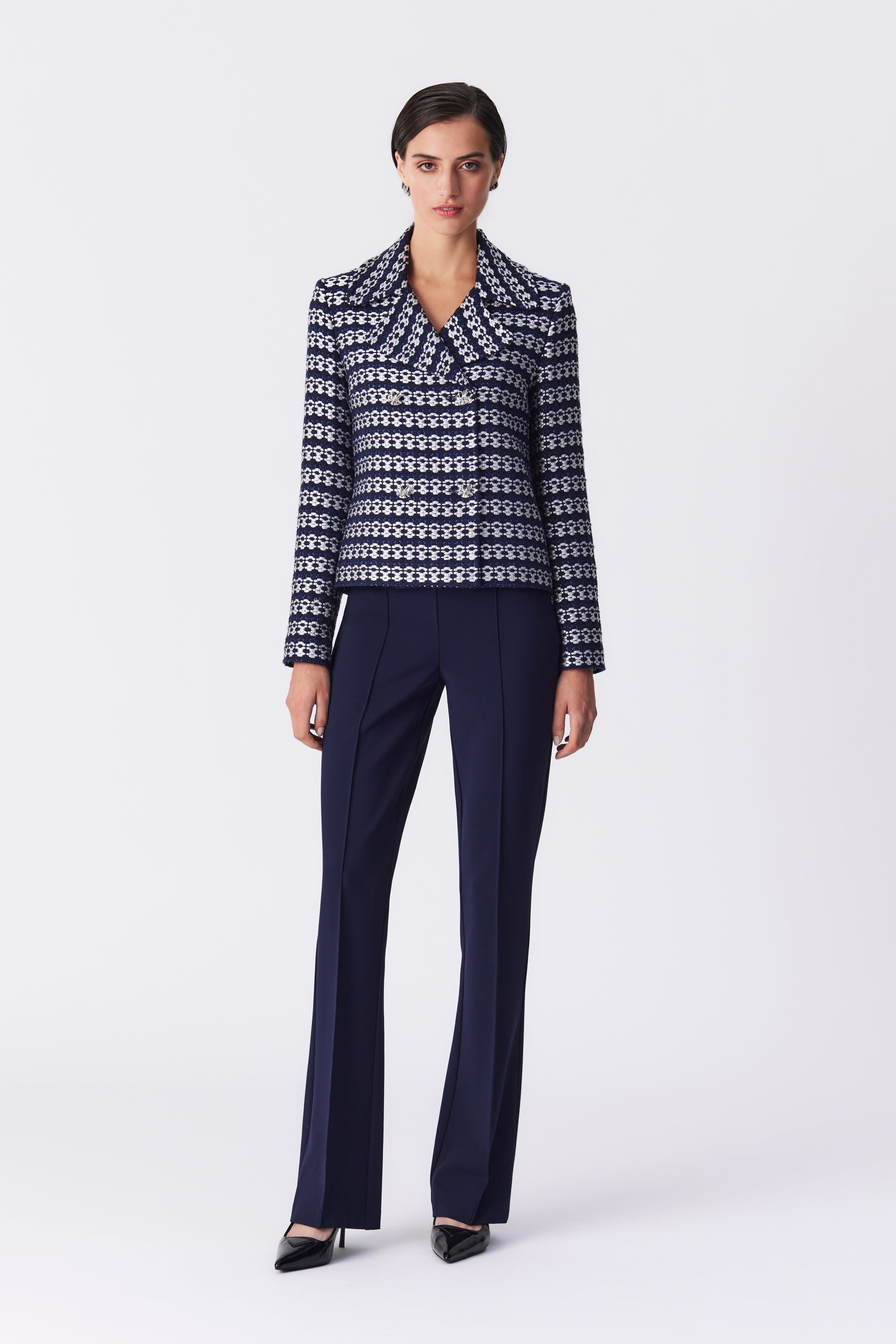 Mischa Tailored Stretch Jersey Trousers in Navy