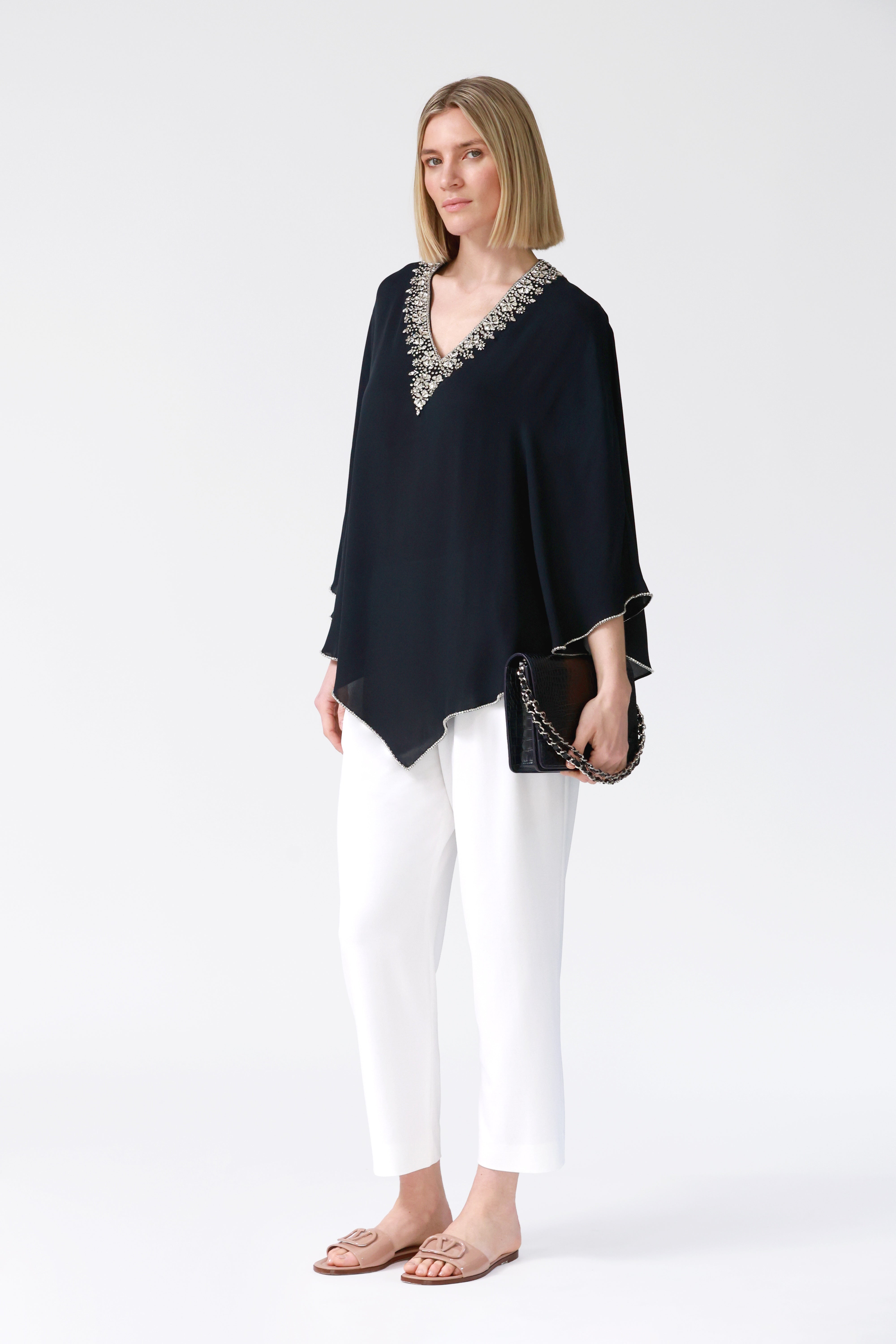 Fifi Silk Kaftan in Navy