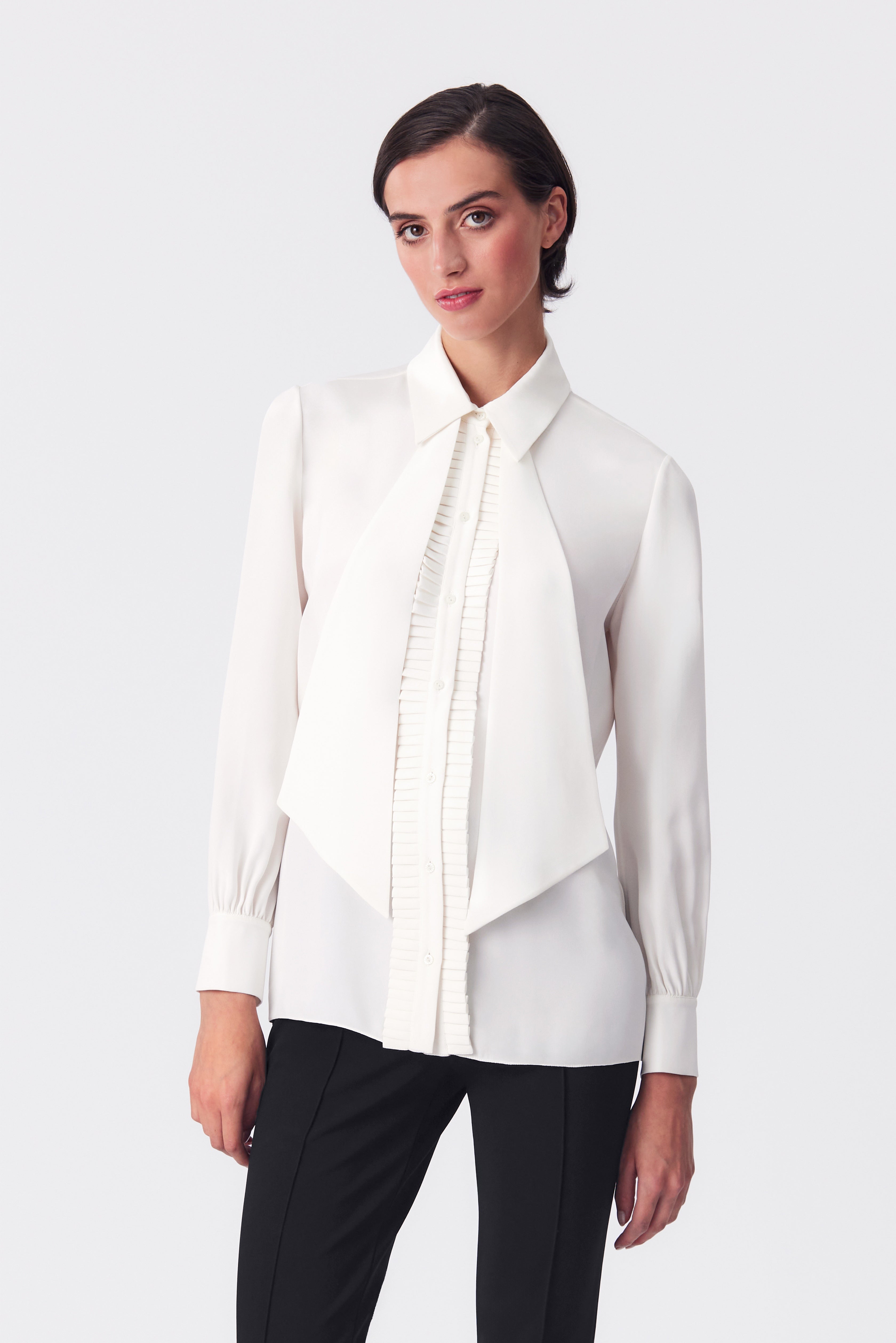 Orelia Ivory Silk Crepe Blouse