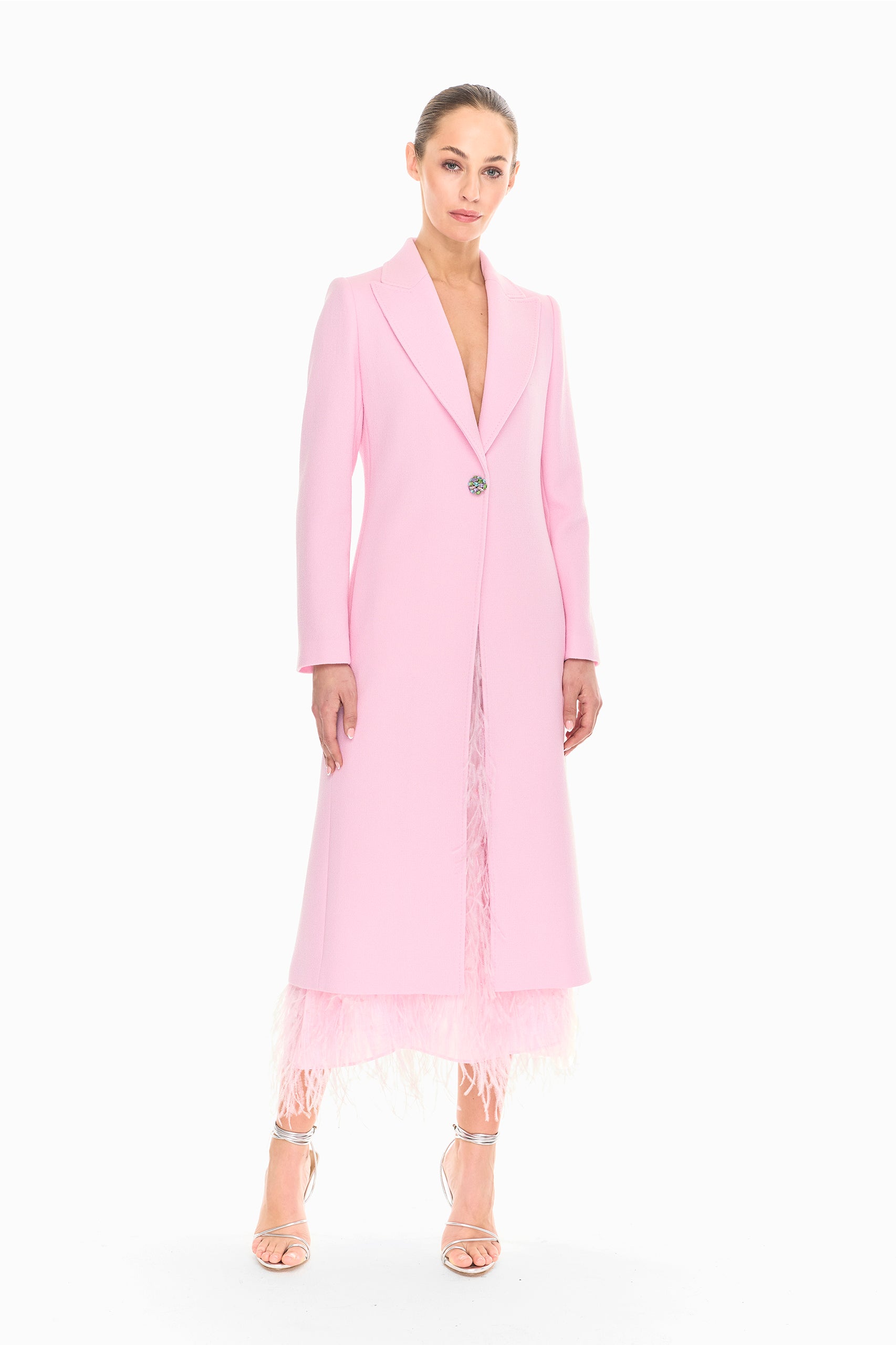 Oria Ivory Single-Breasted Wool Coat