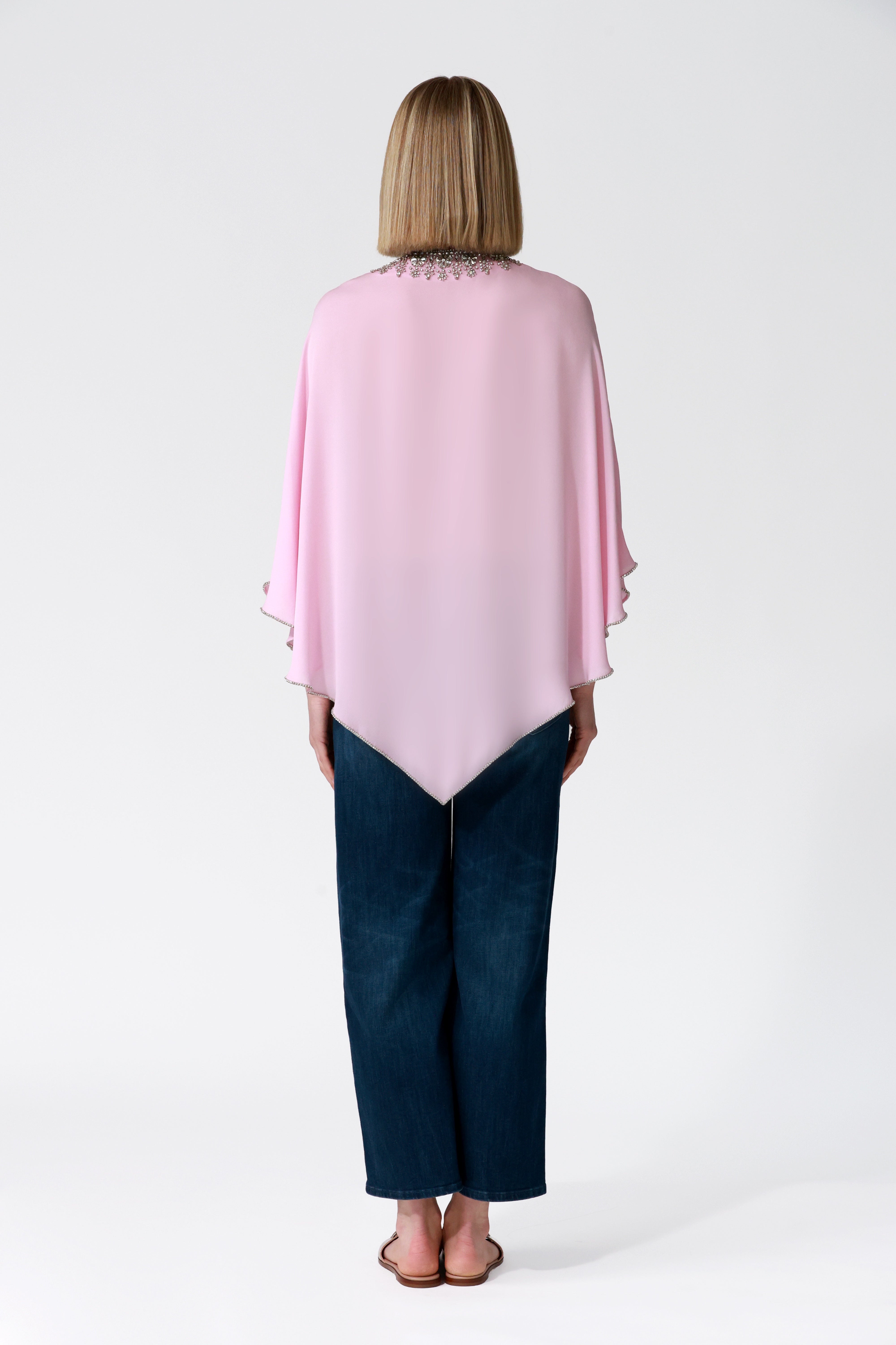 Fifi Silk Kaftan in Pale Pink