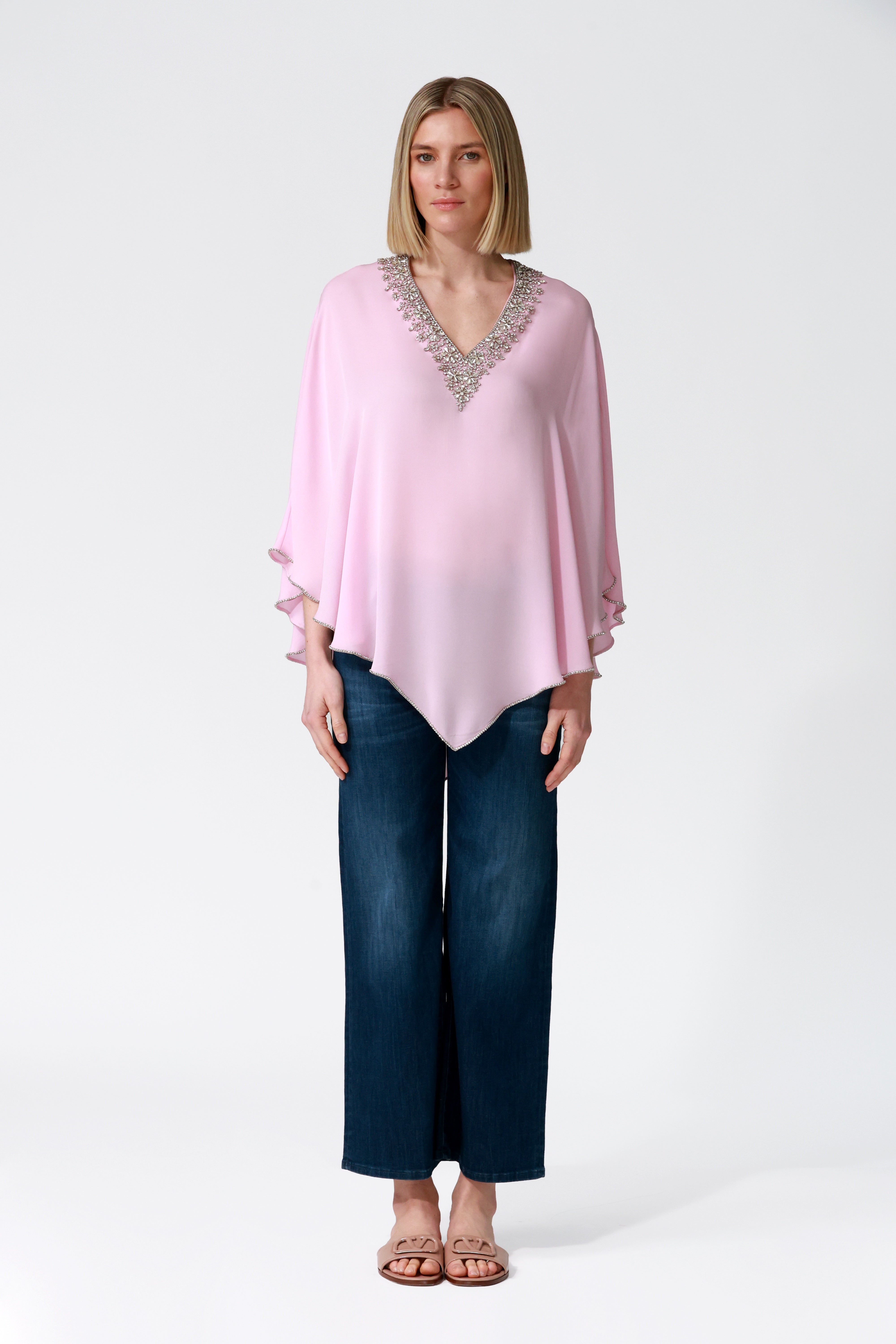 Fifi Silk Kaftan in Pale Pink