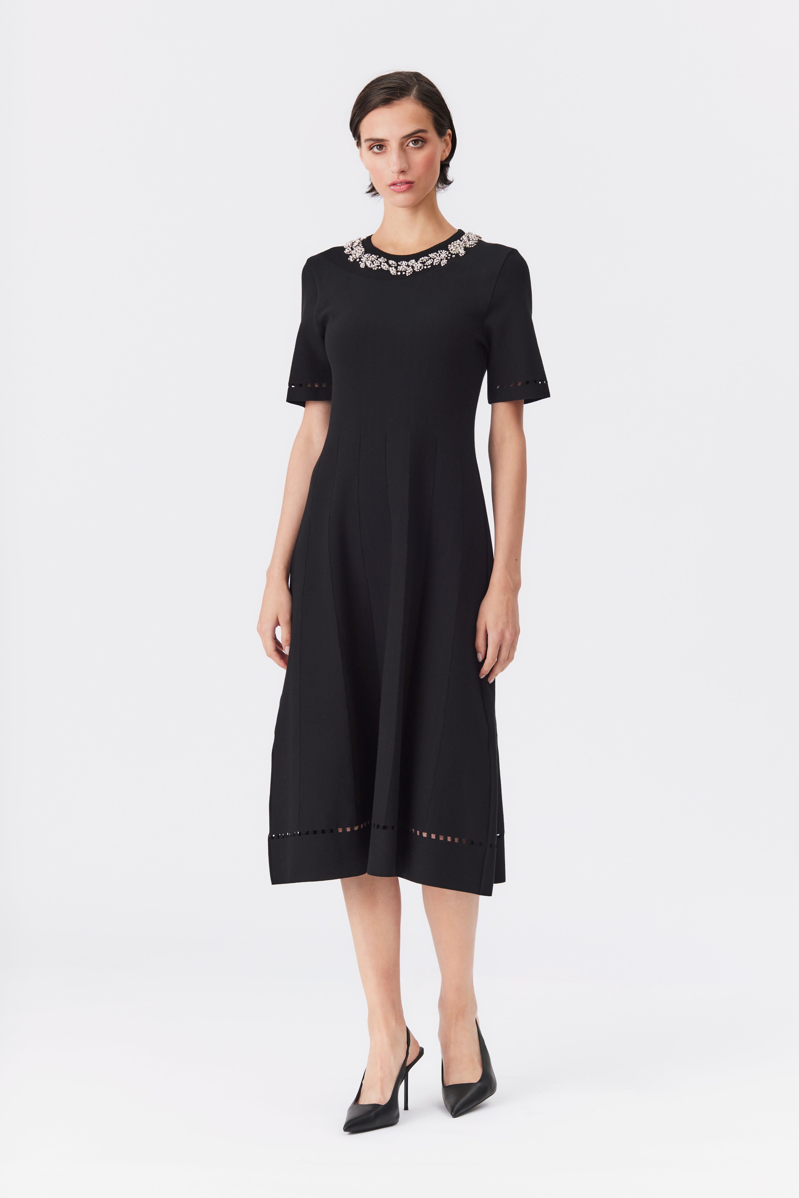 Phoebe Black Knit Beaded Dress