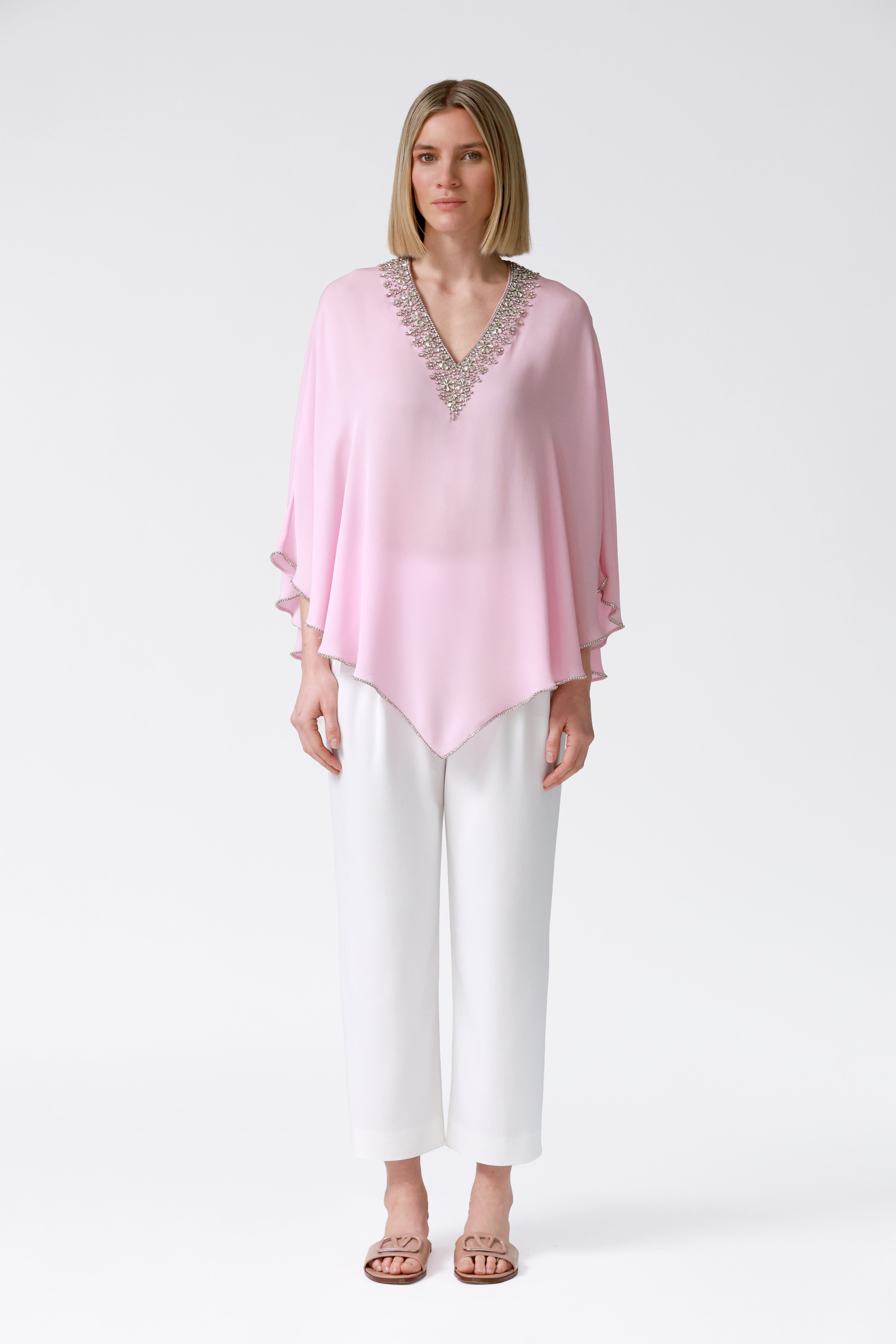 Fifi Silk Kaftan in Pale Pink