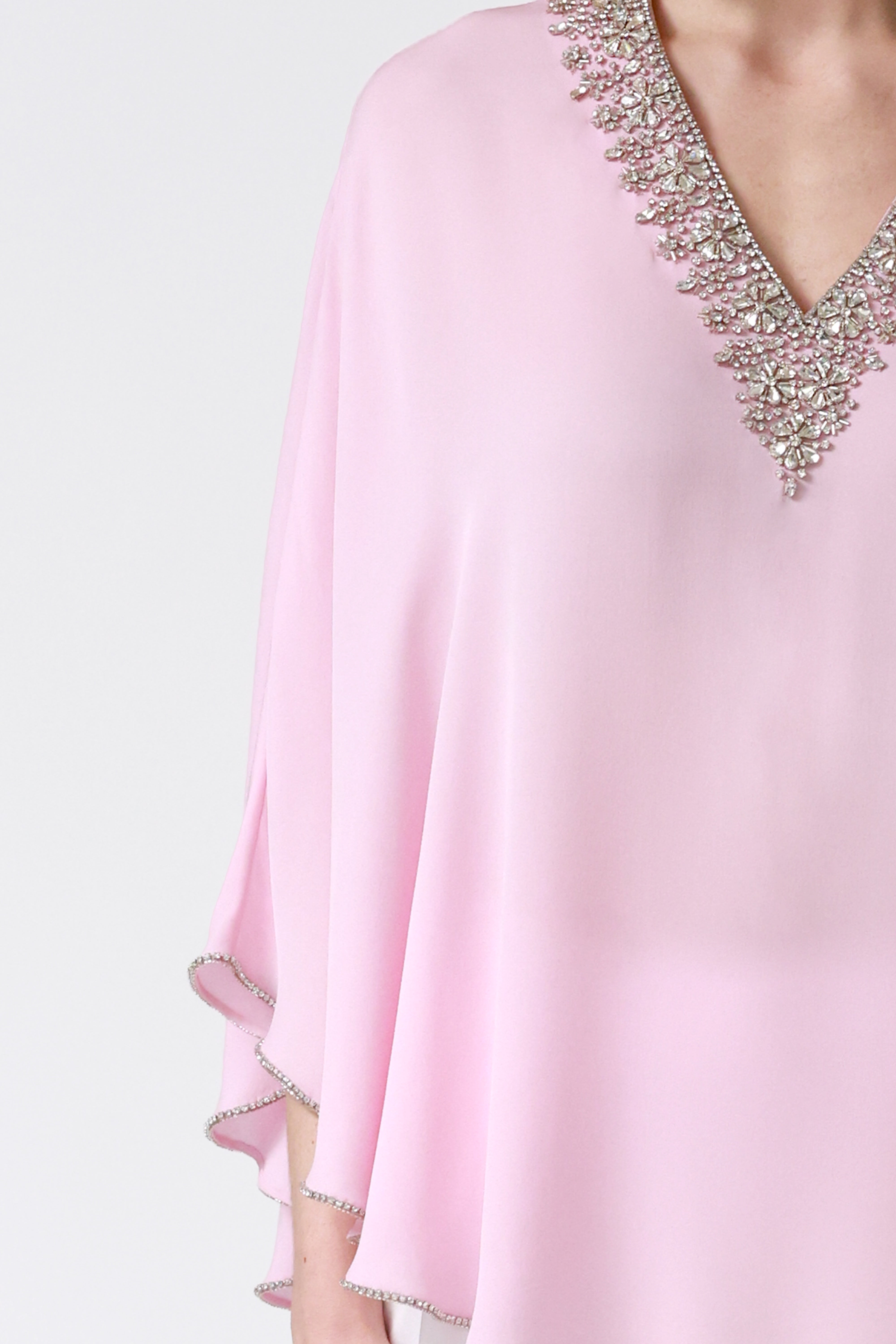 Fifi Silk Kaftan in Pale Pink