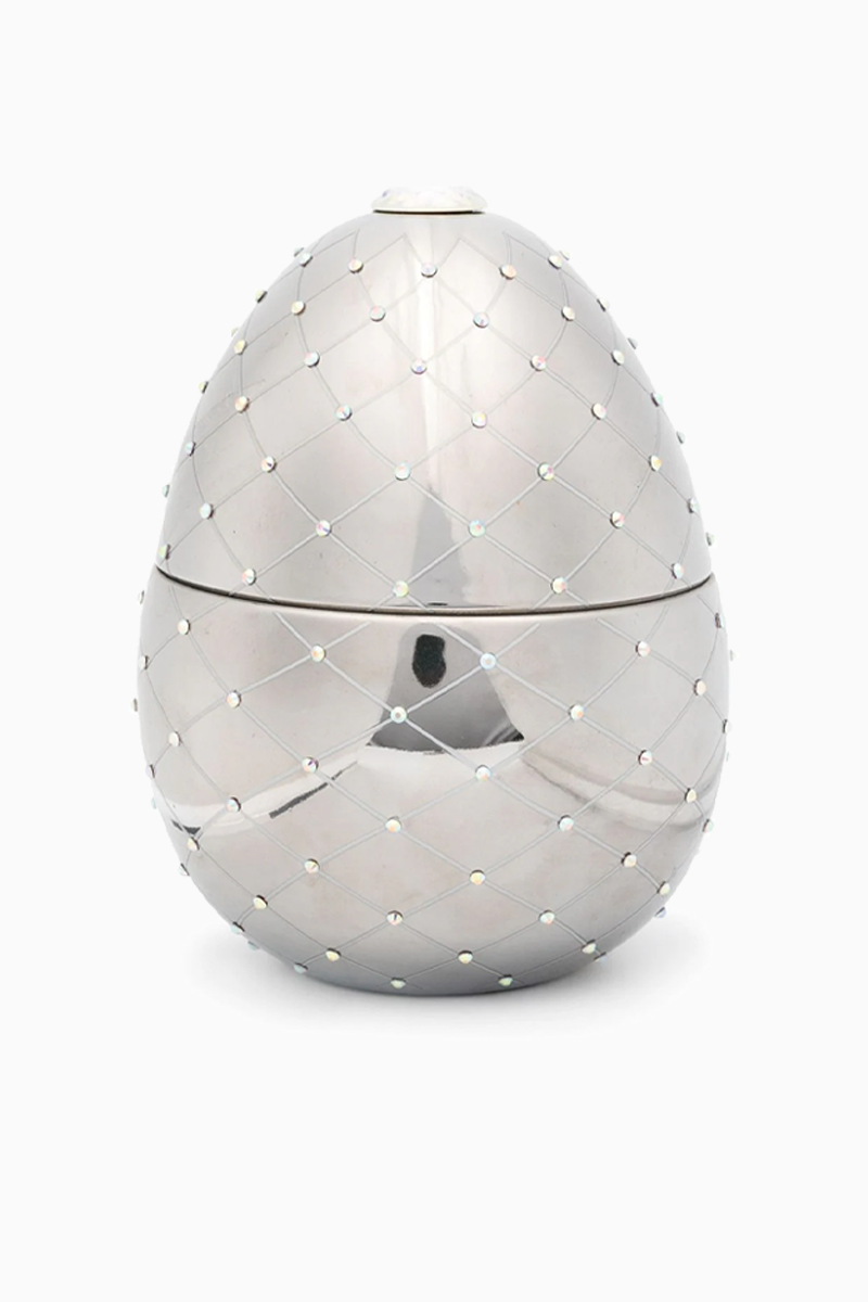Large Silver Egg Candle