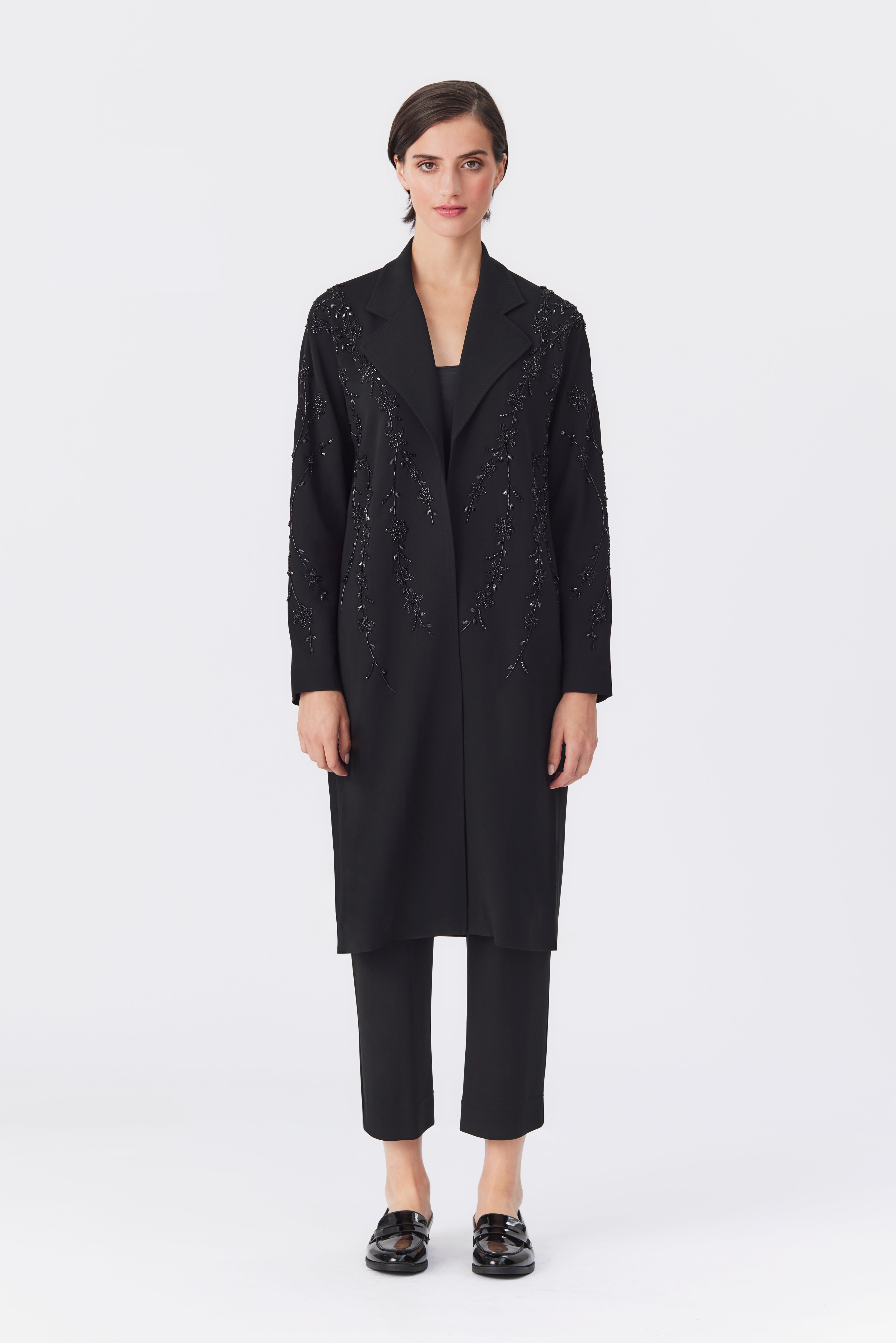 Tatiana Black Beaded Evening Coat