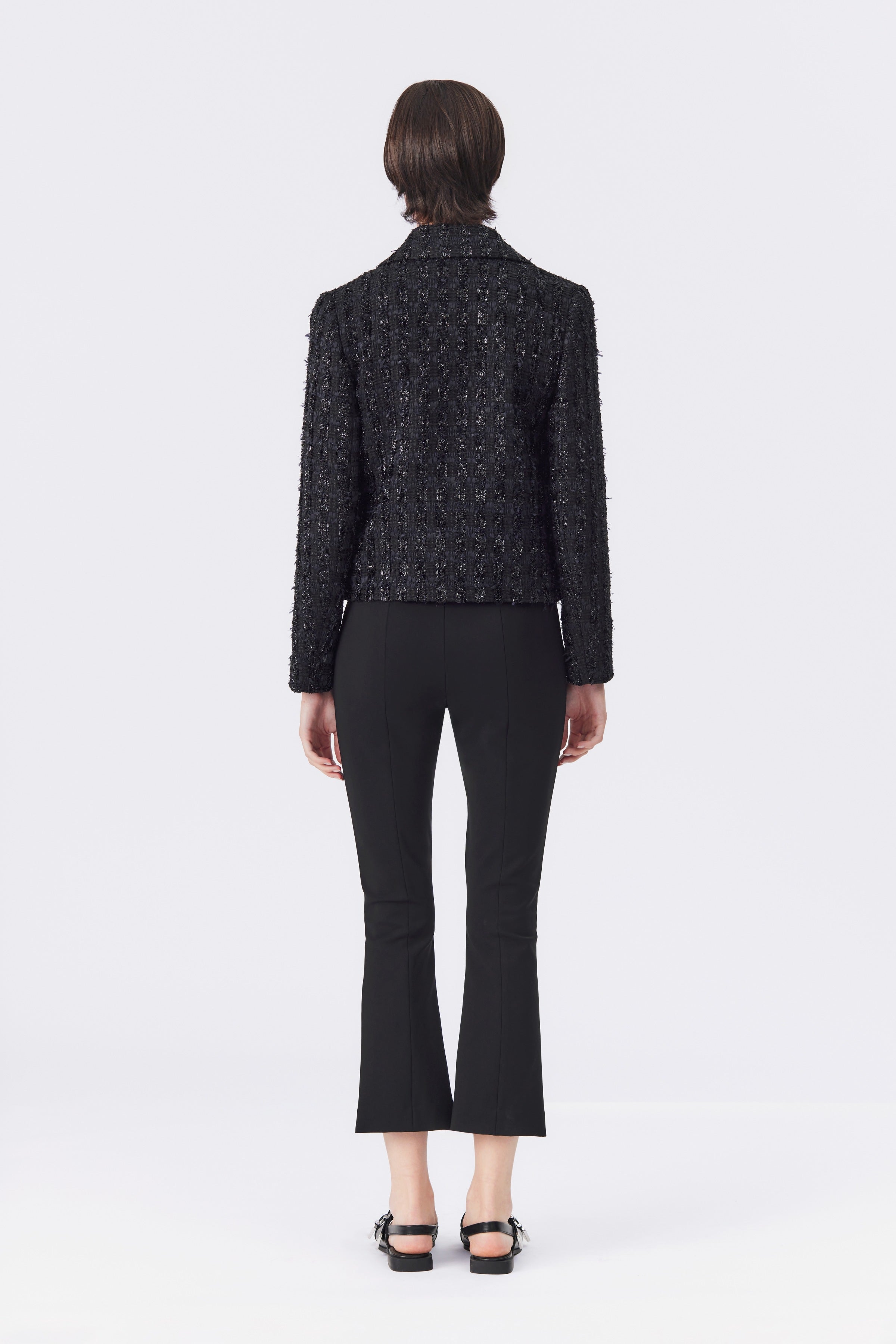 Tess Black Lurex Tweed Biker Jacket