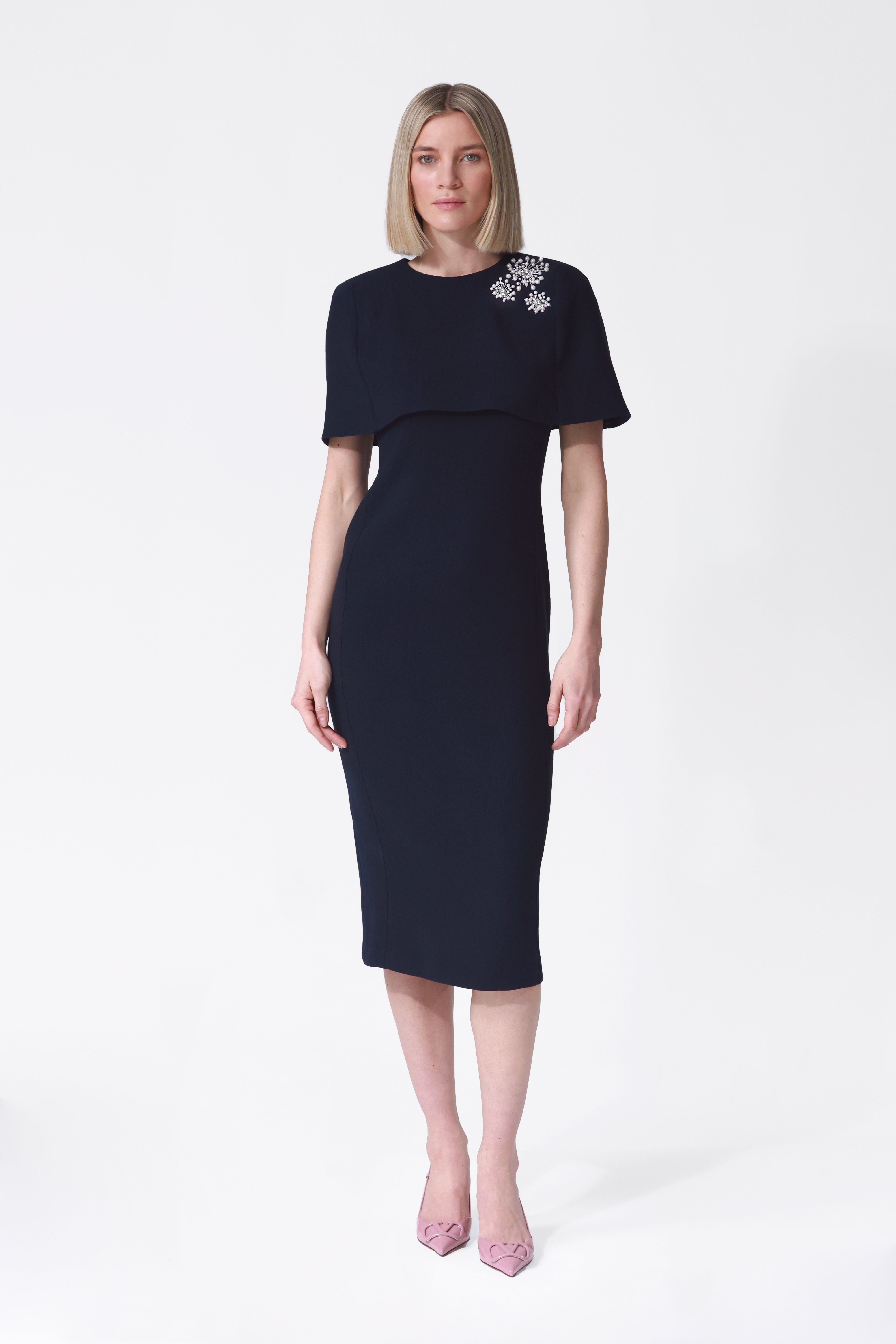 Zoelle Embellished Mini Cape-Effect Dress