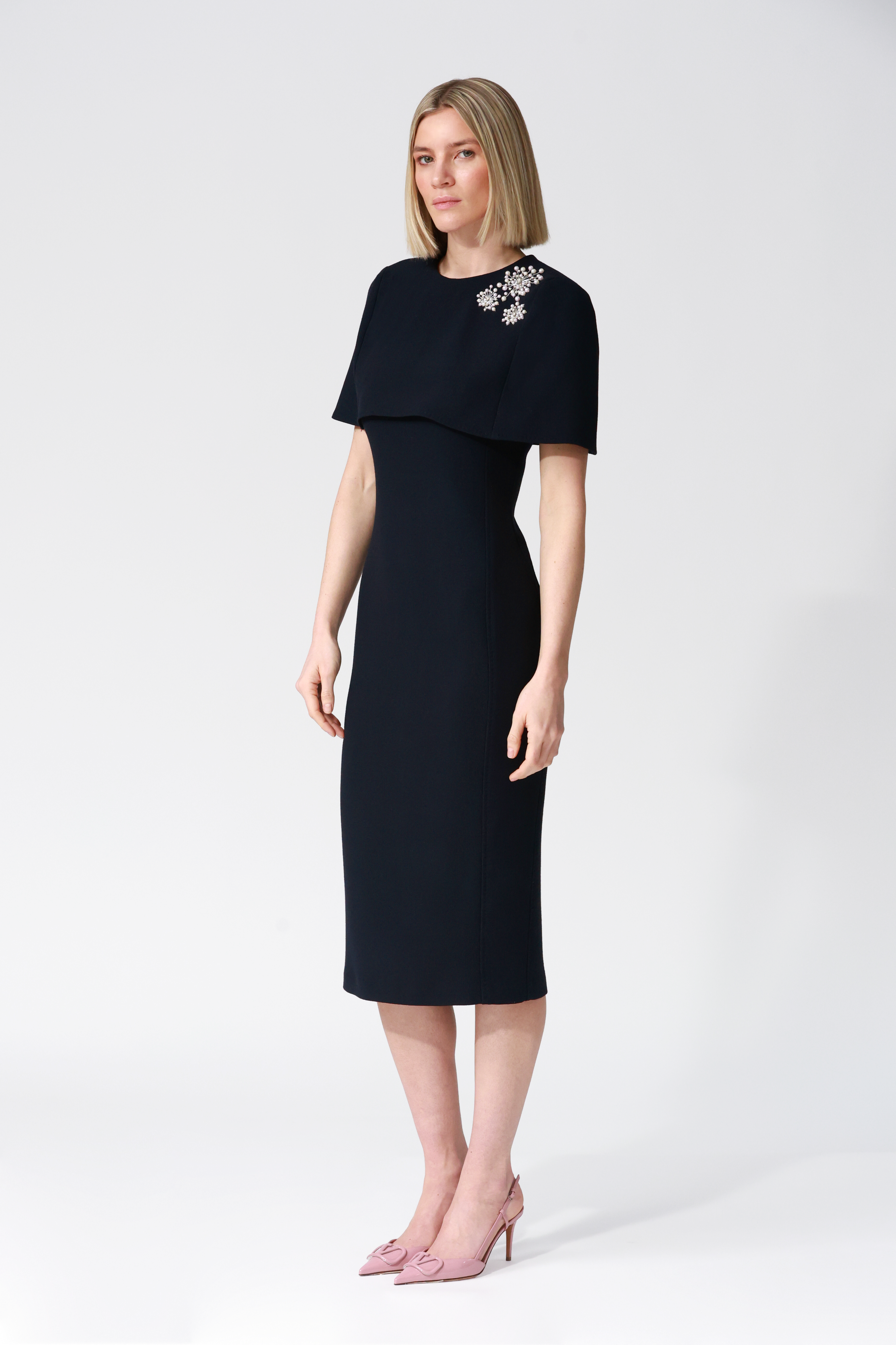 Zoelle Embellished Mini Cape-Effect Dress